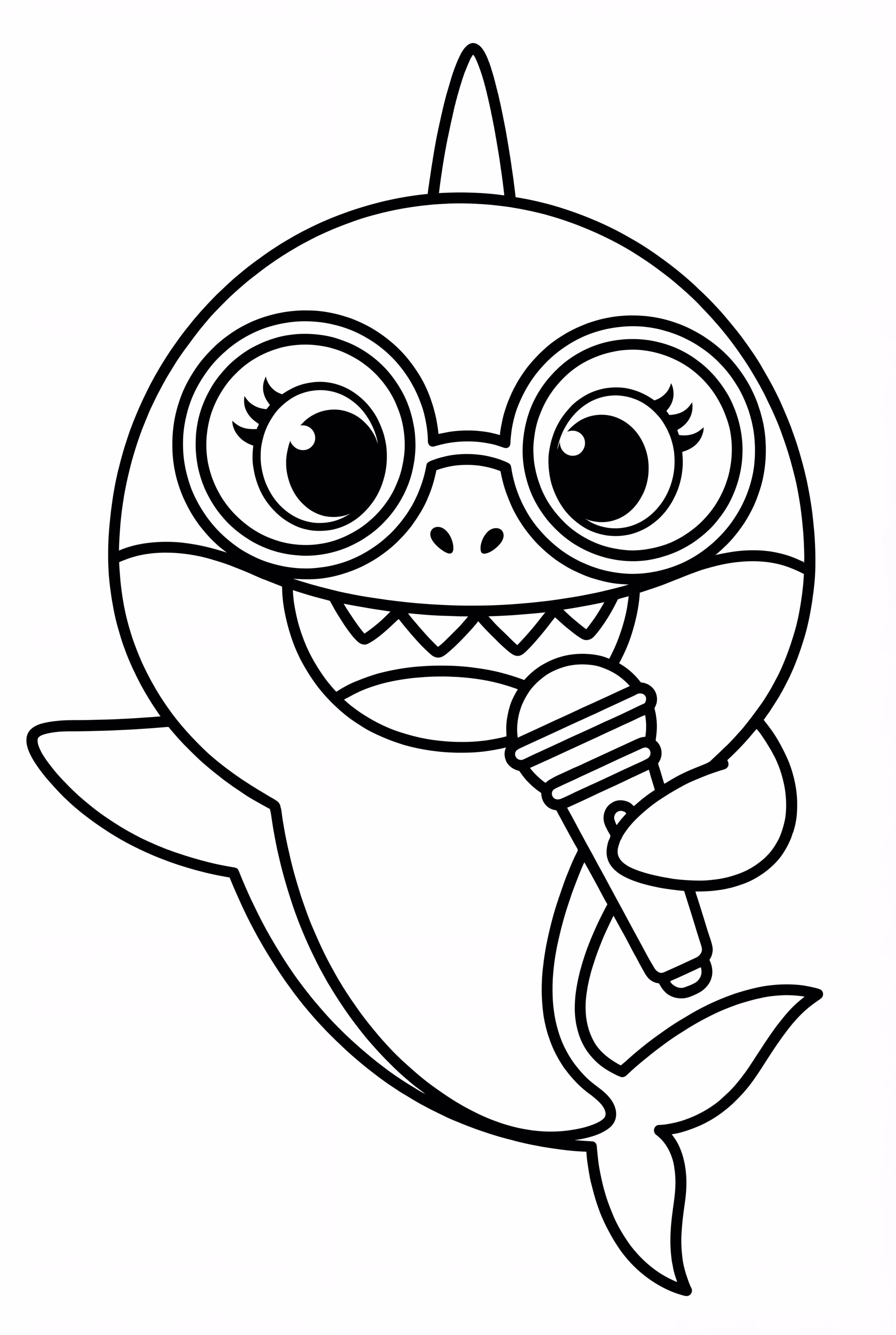 Baby Shark trägt eine Brille