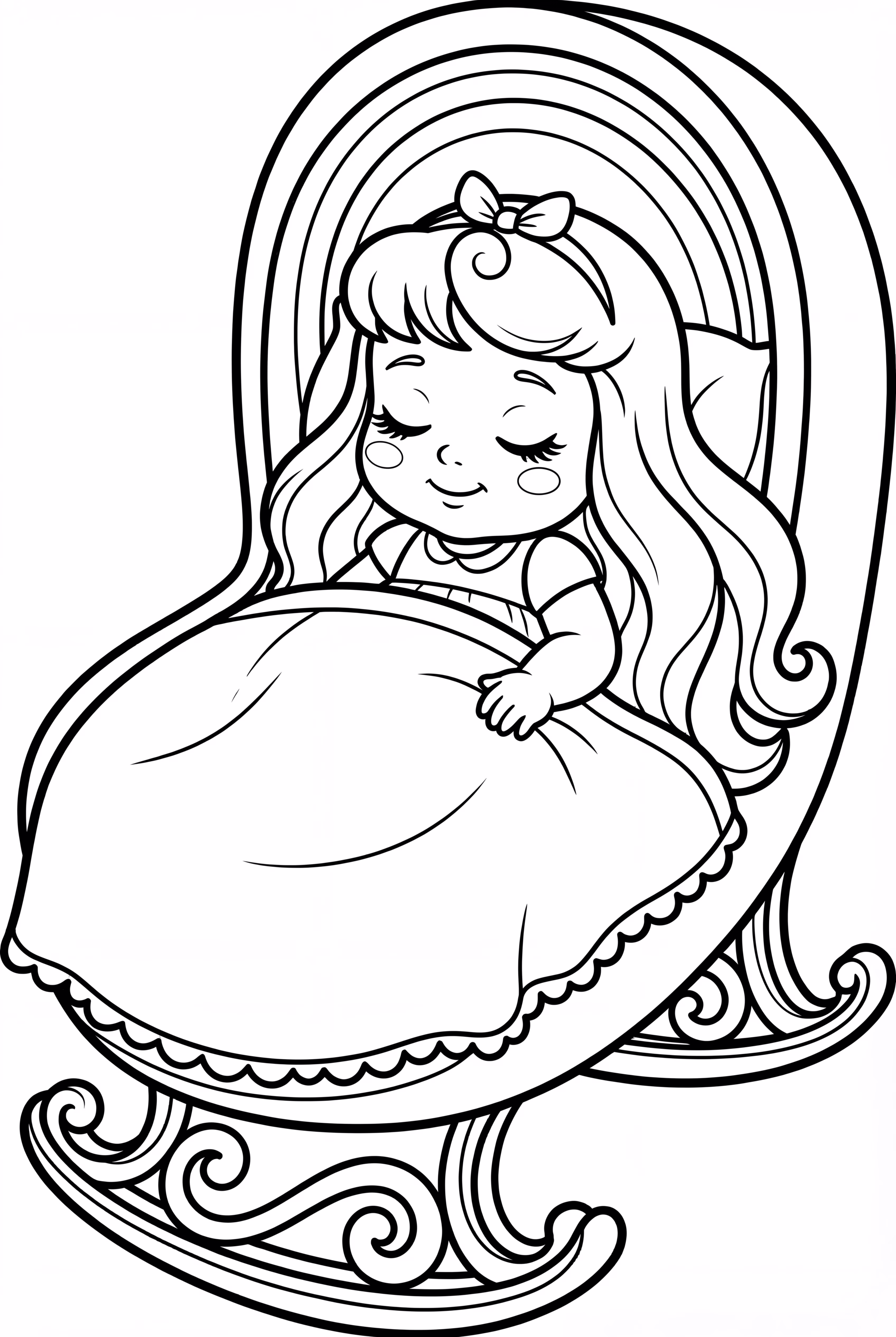 Baby Dornröschen im Wiegenbett