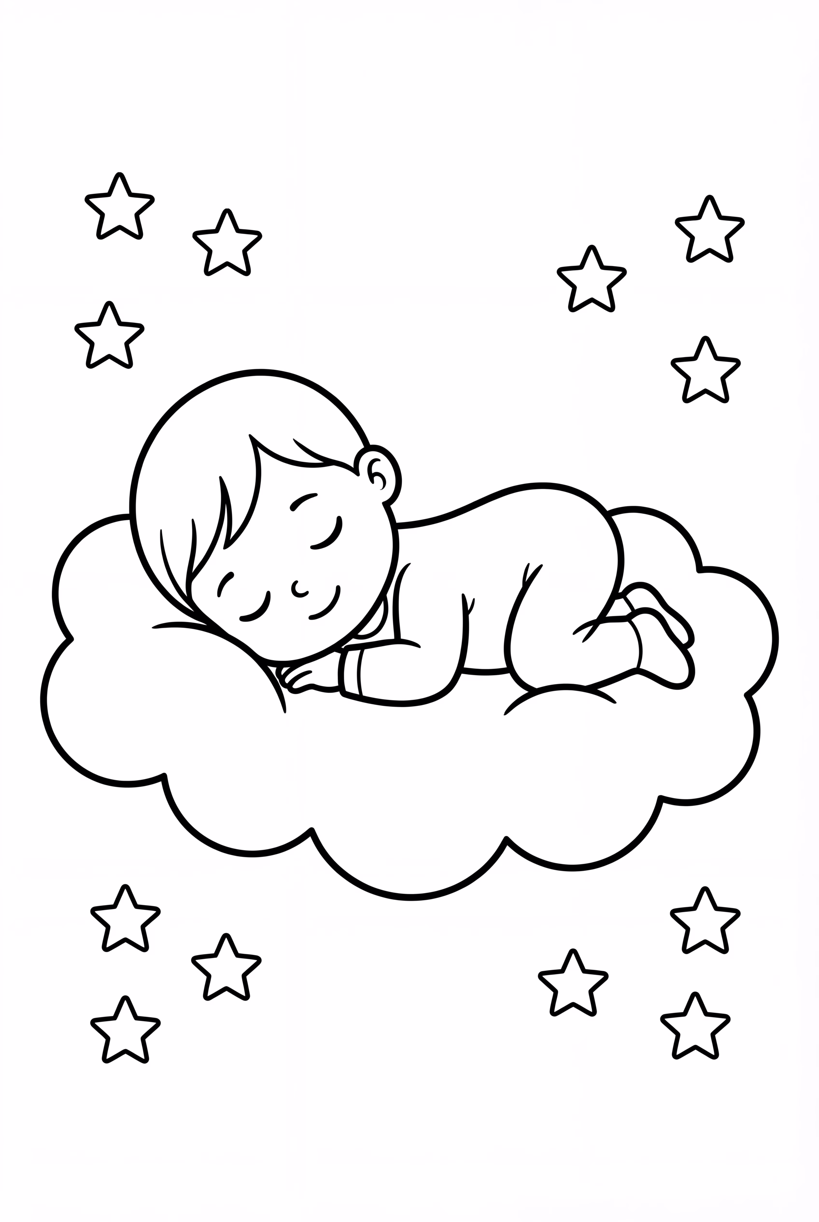 宝宝睡在云朵上