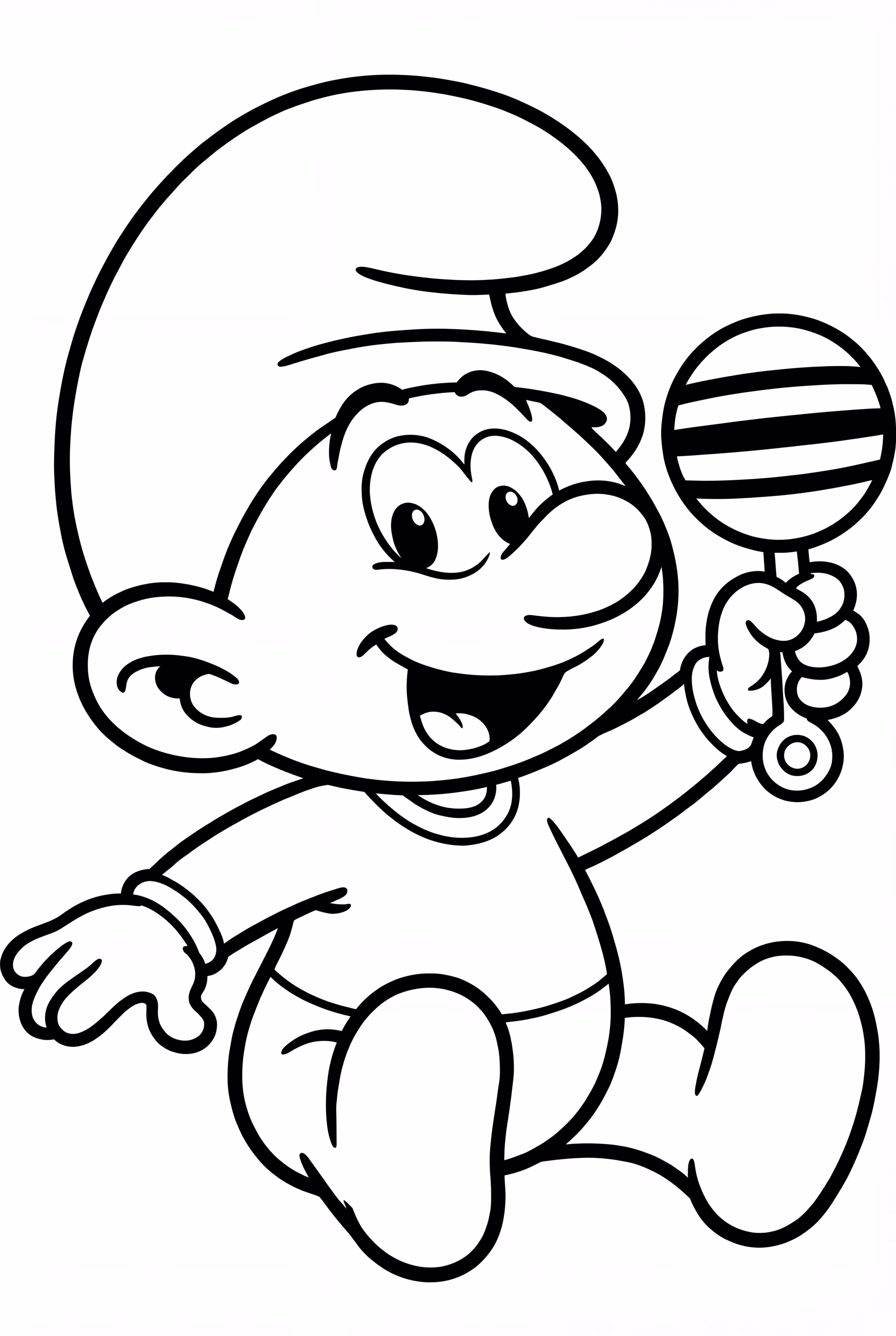 Baby Smurf Playing With A Rattle