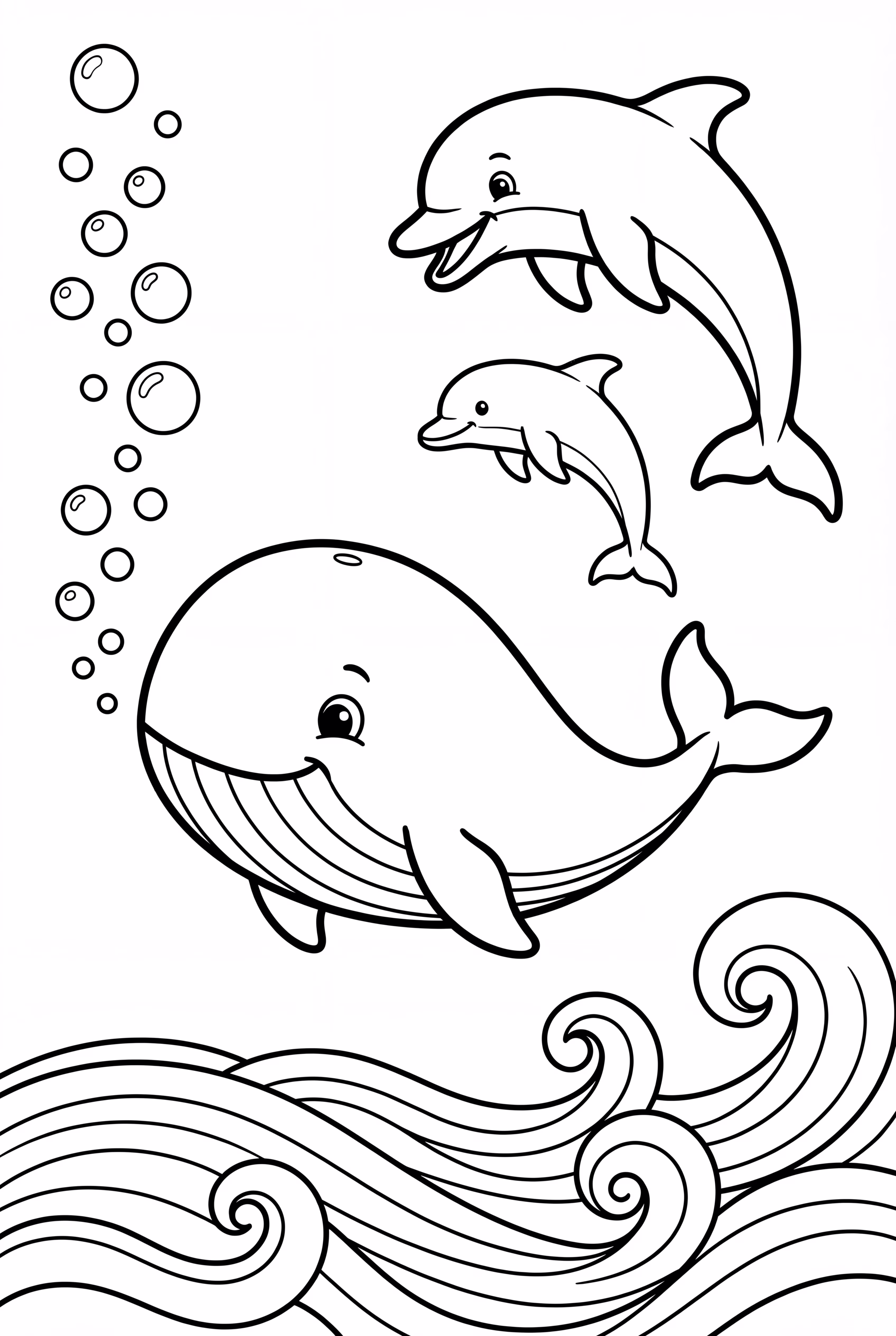 Baby Whale Playing with Dolphins