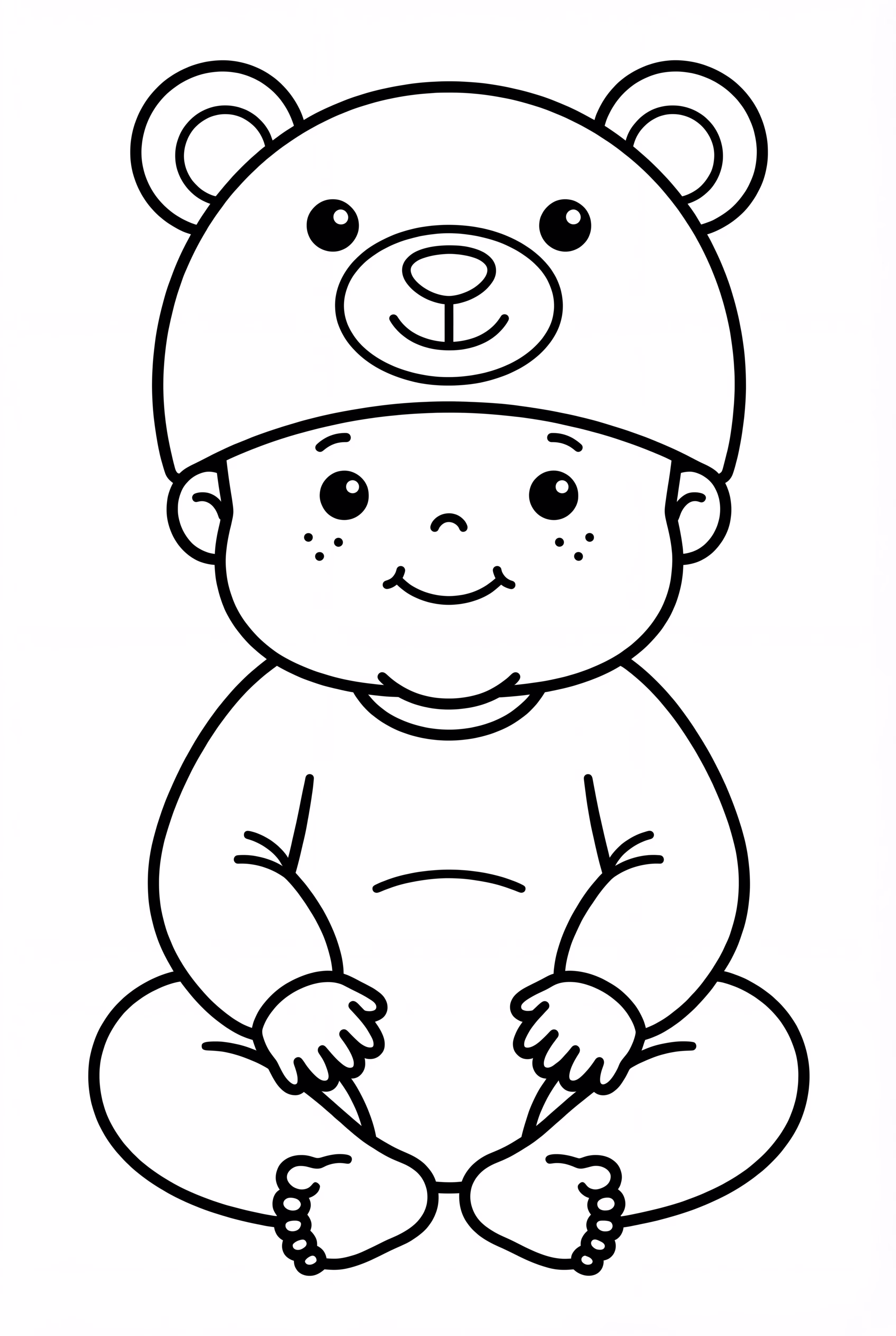 かわいい動物の帽子をかぶった赤ちゃん