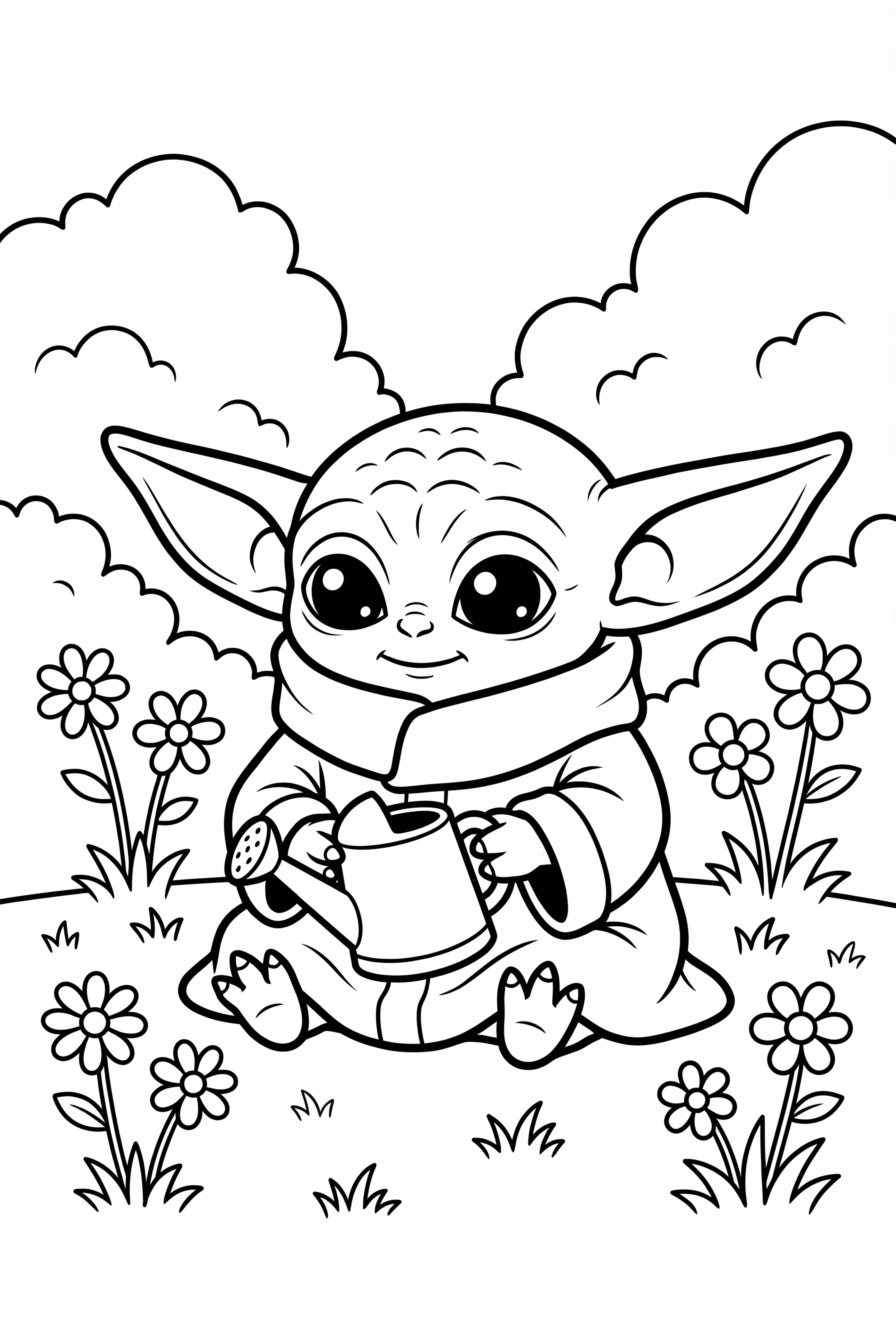 小尤達與花朵的園藝