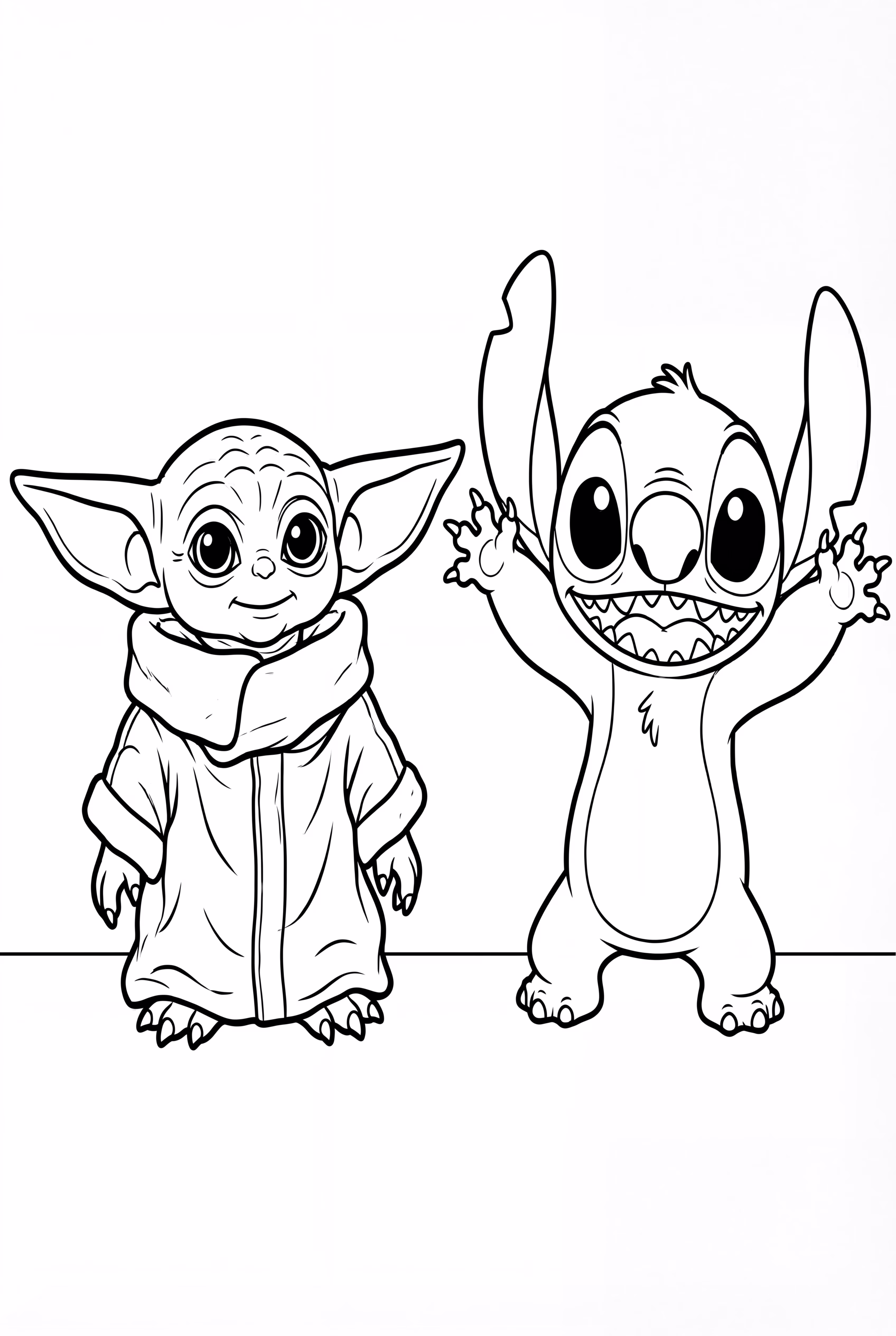 Baby Yoda Playing with Stitch