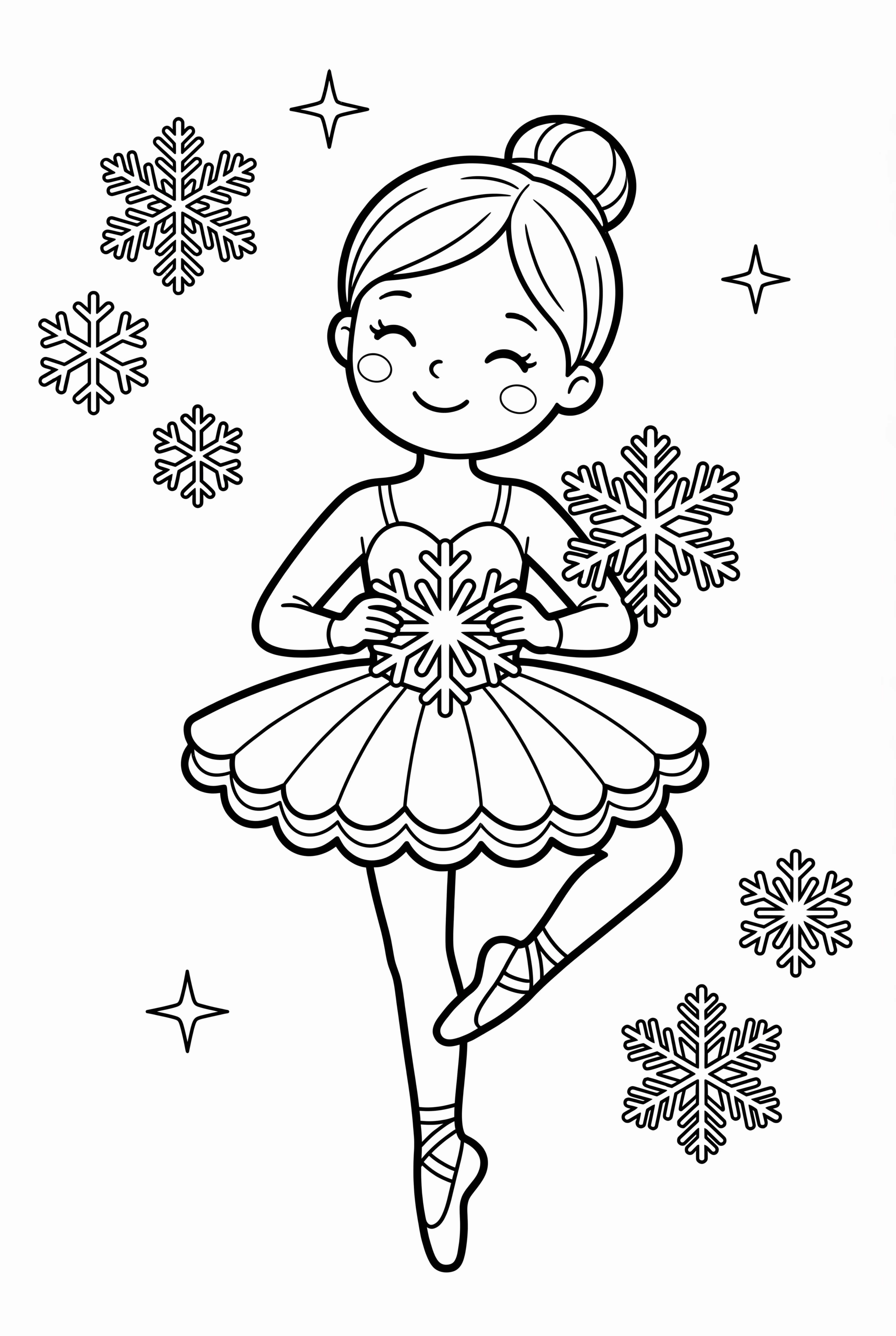 Ballerina Holding a Christmas Snowflake