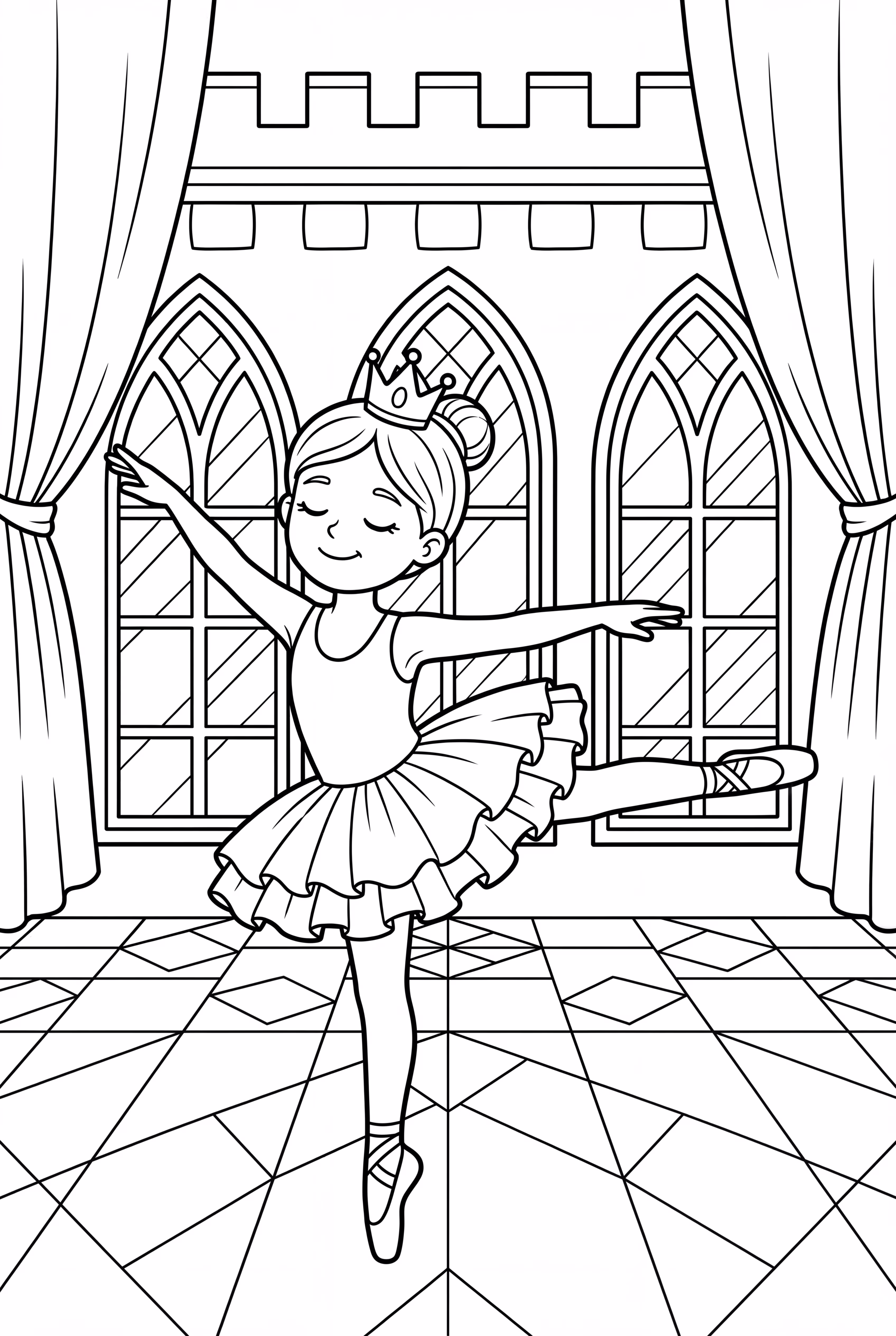 Ballerina Princess in a Castle Ballroom