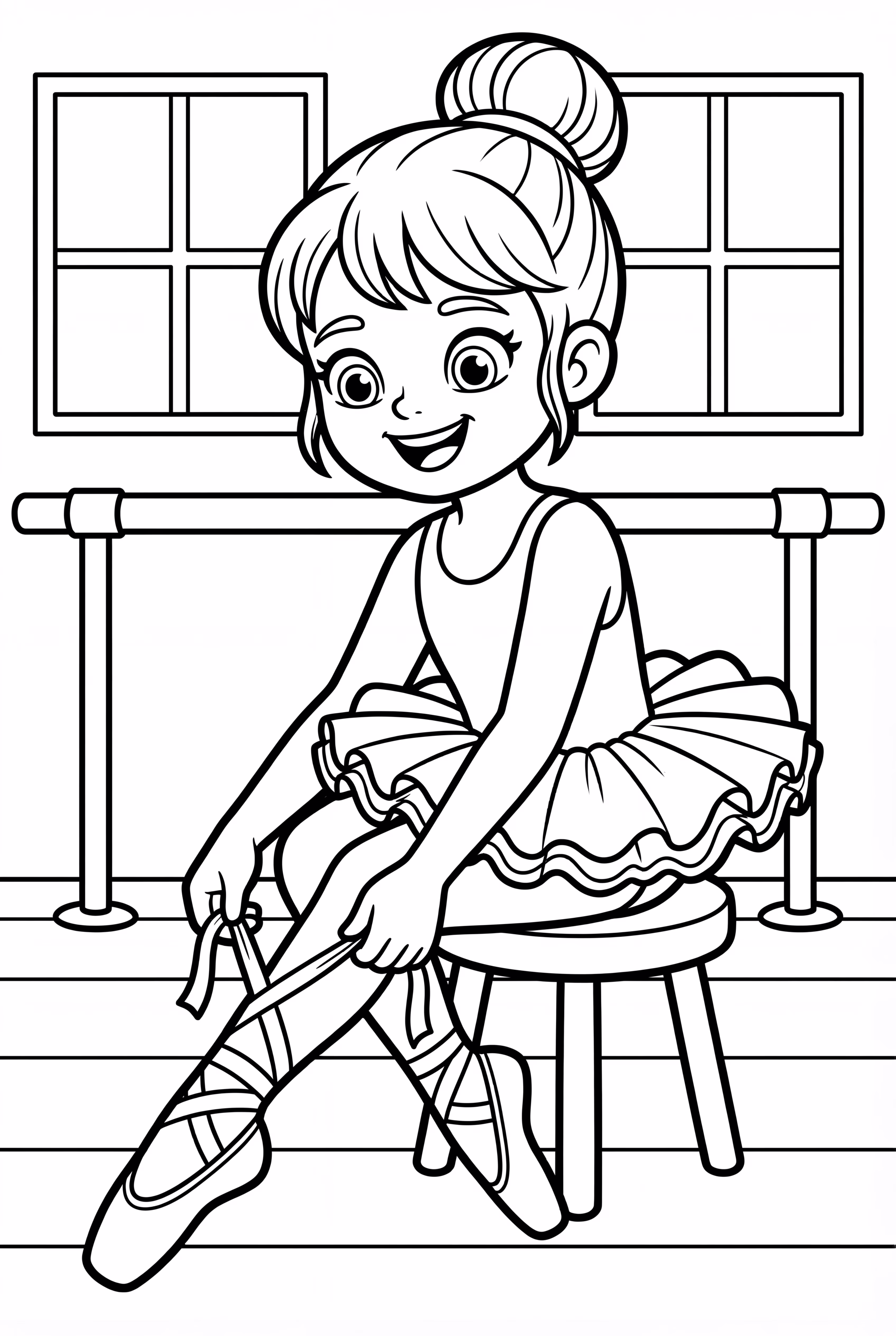 Ballerina Tying Her Pointe Shoes