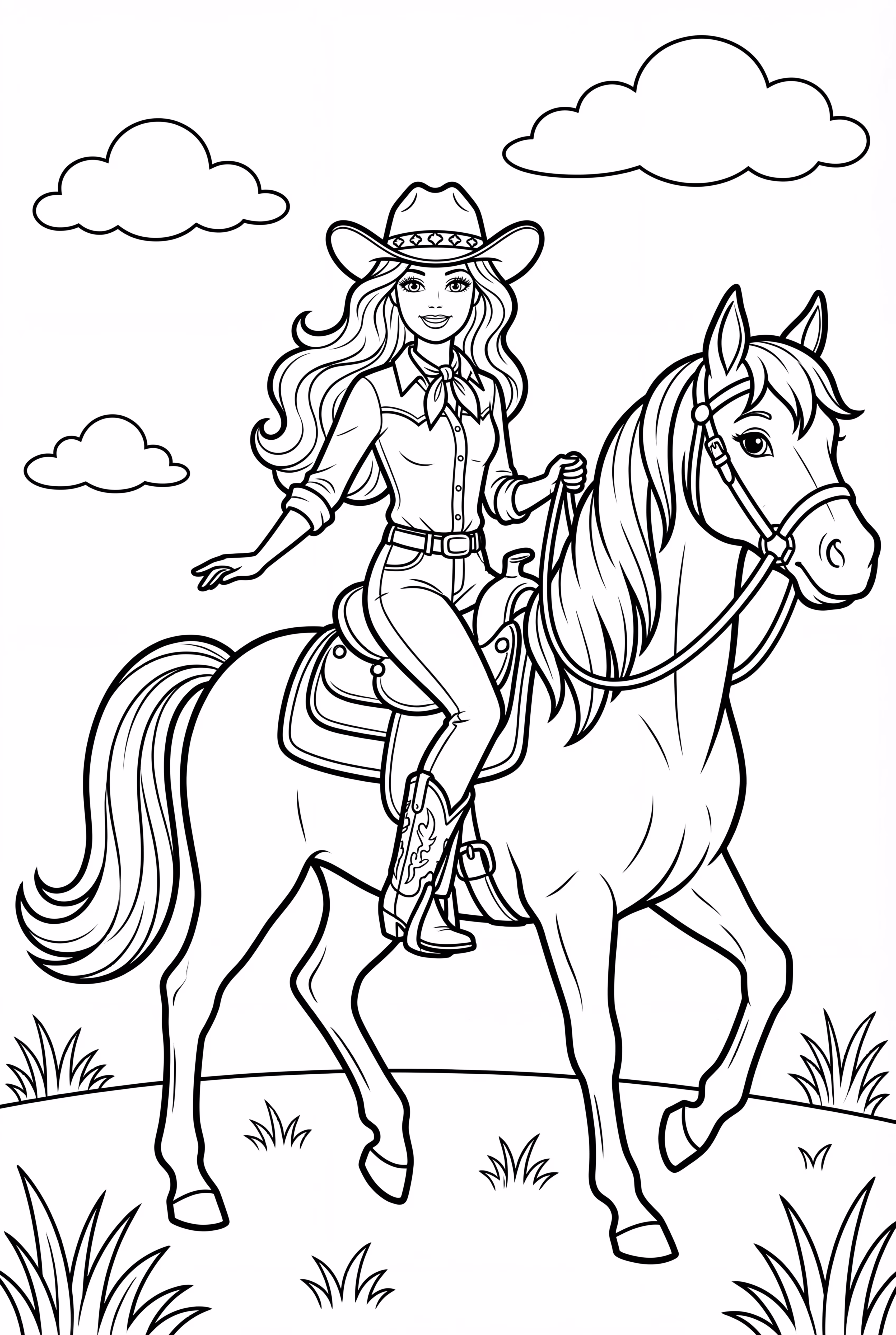 바비 카우걸 말 타기