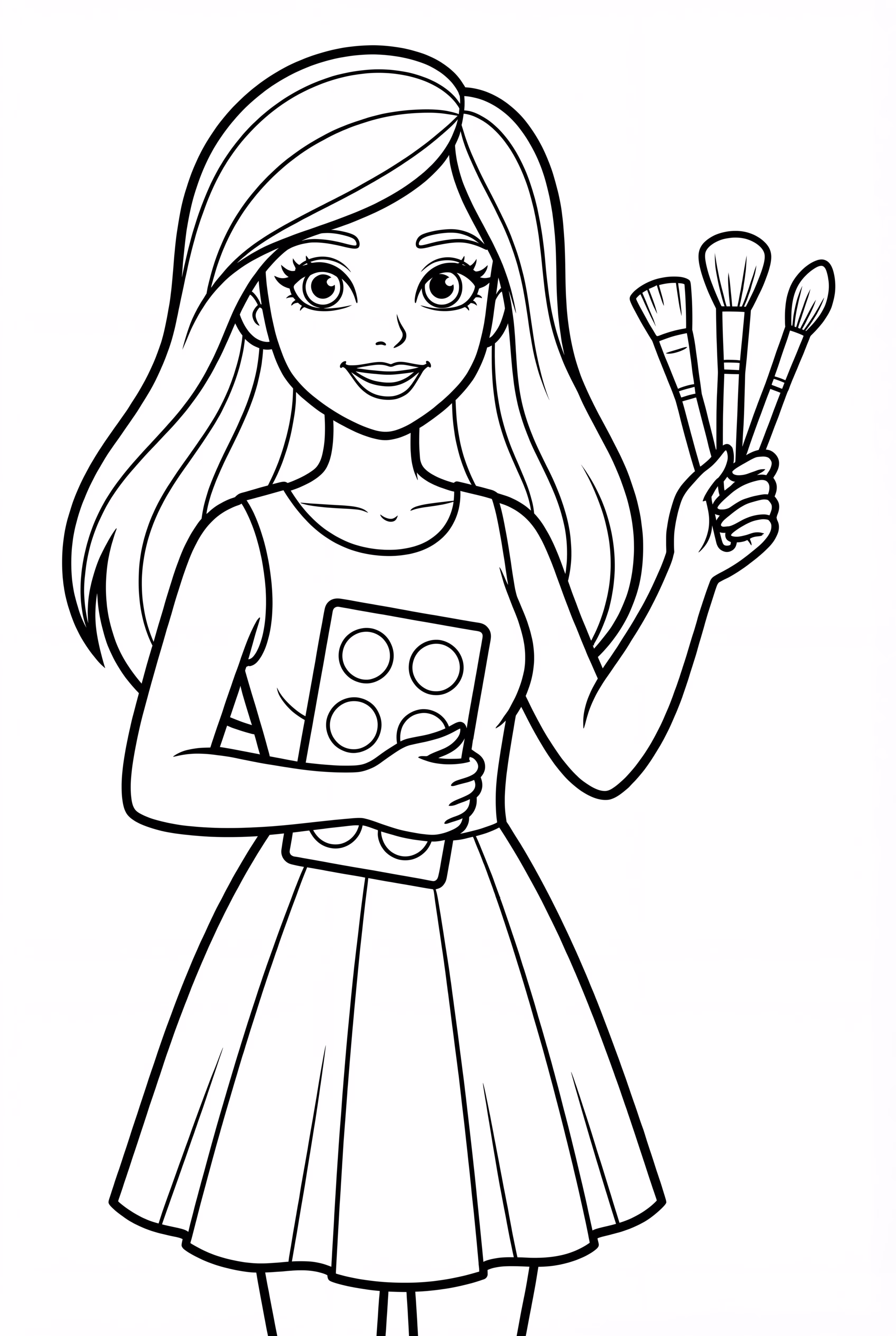 Barbie Doll Holding Makeup Palette And Brushes