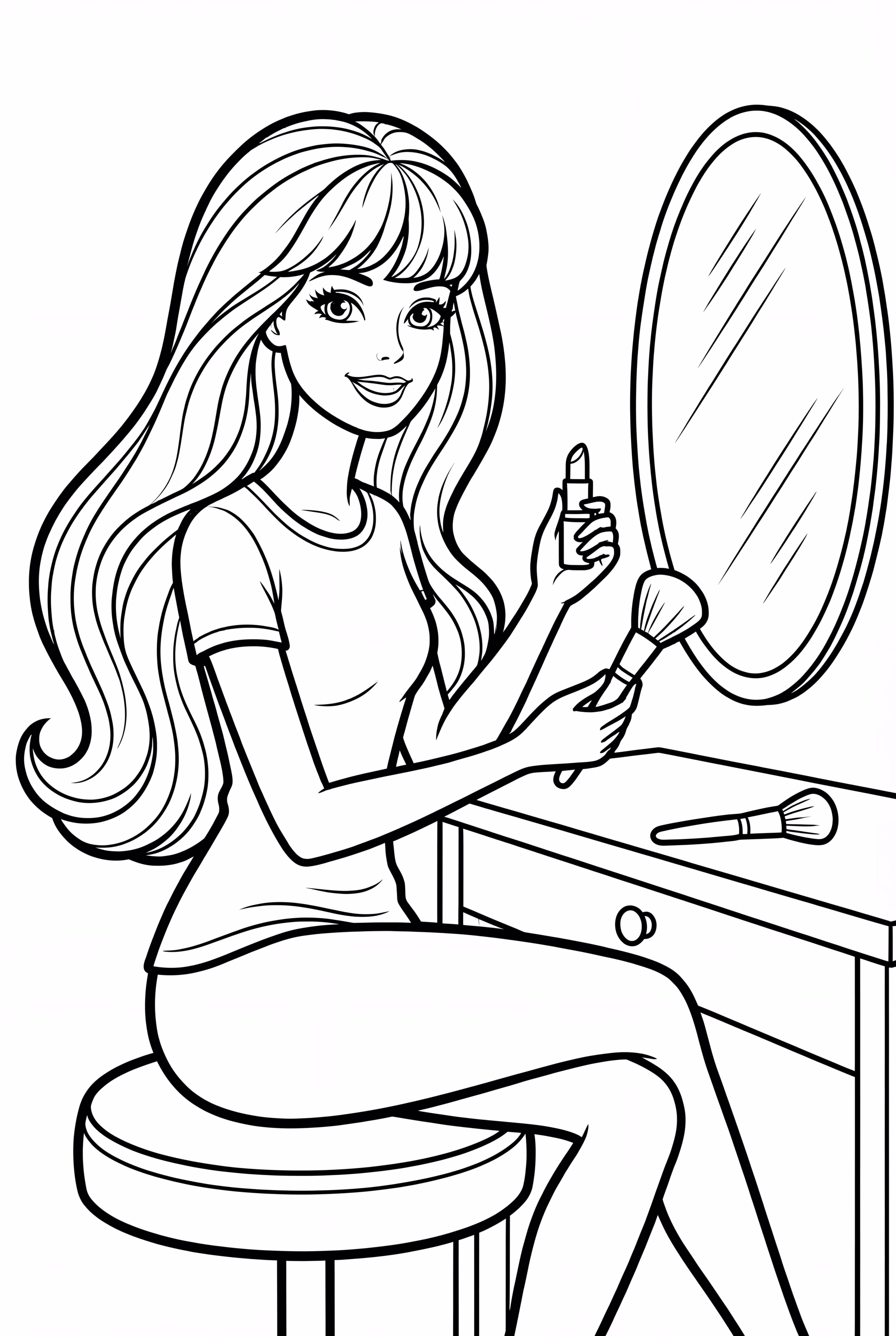 Barbie Doll Testing Nail Polish And Lip Gloss