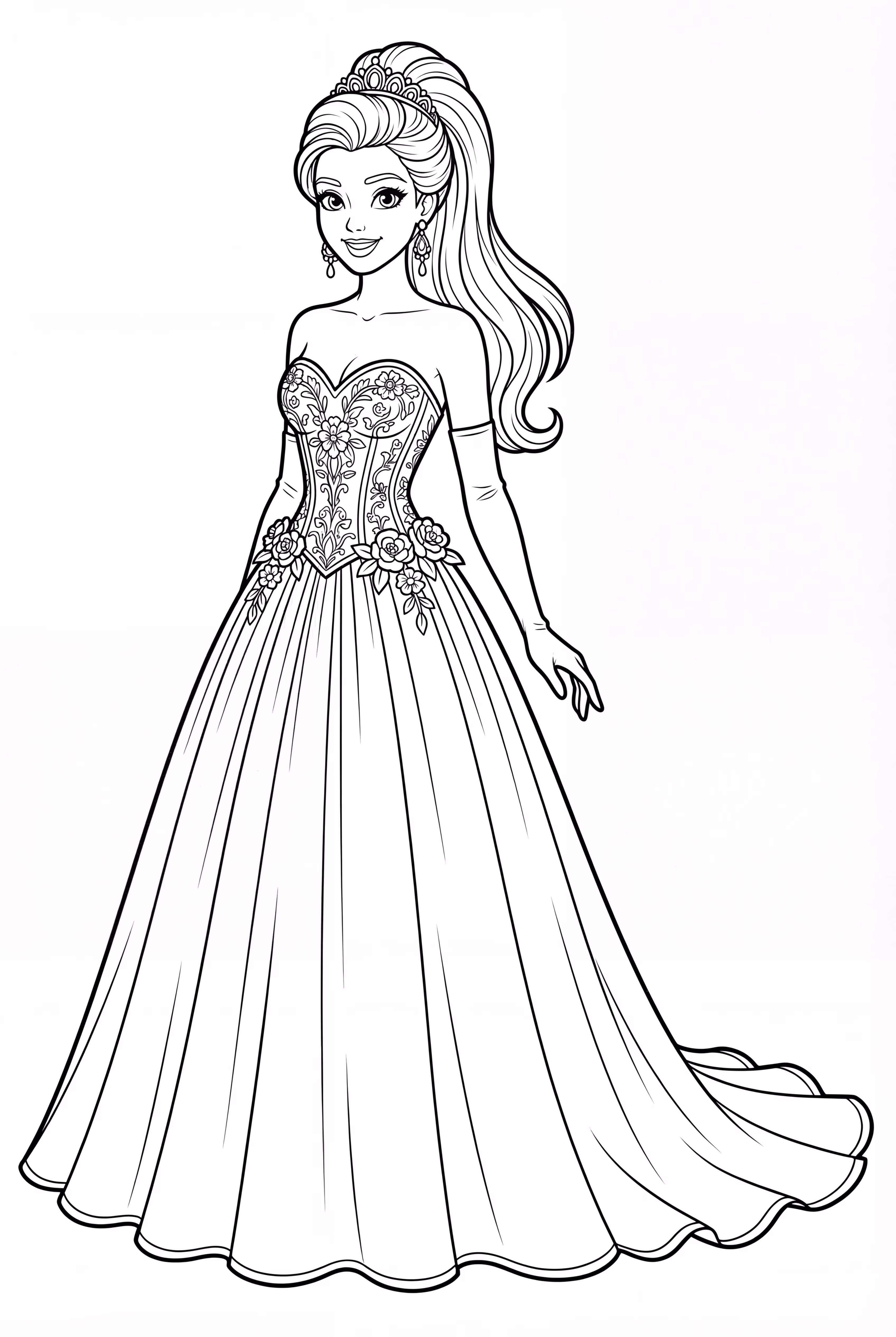 Vestido de Barbie con bordados intrincados