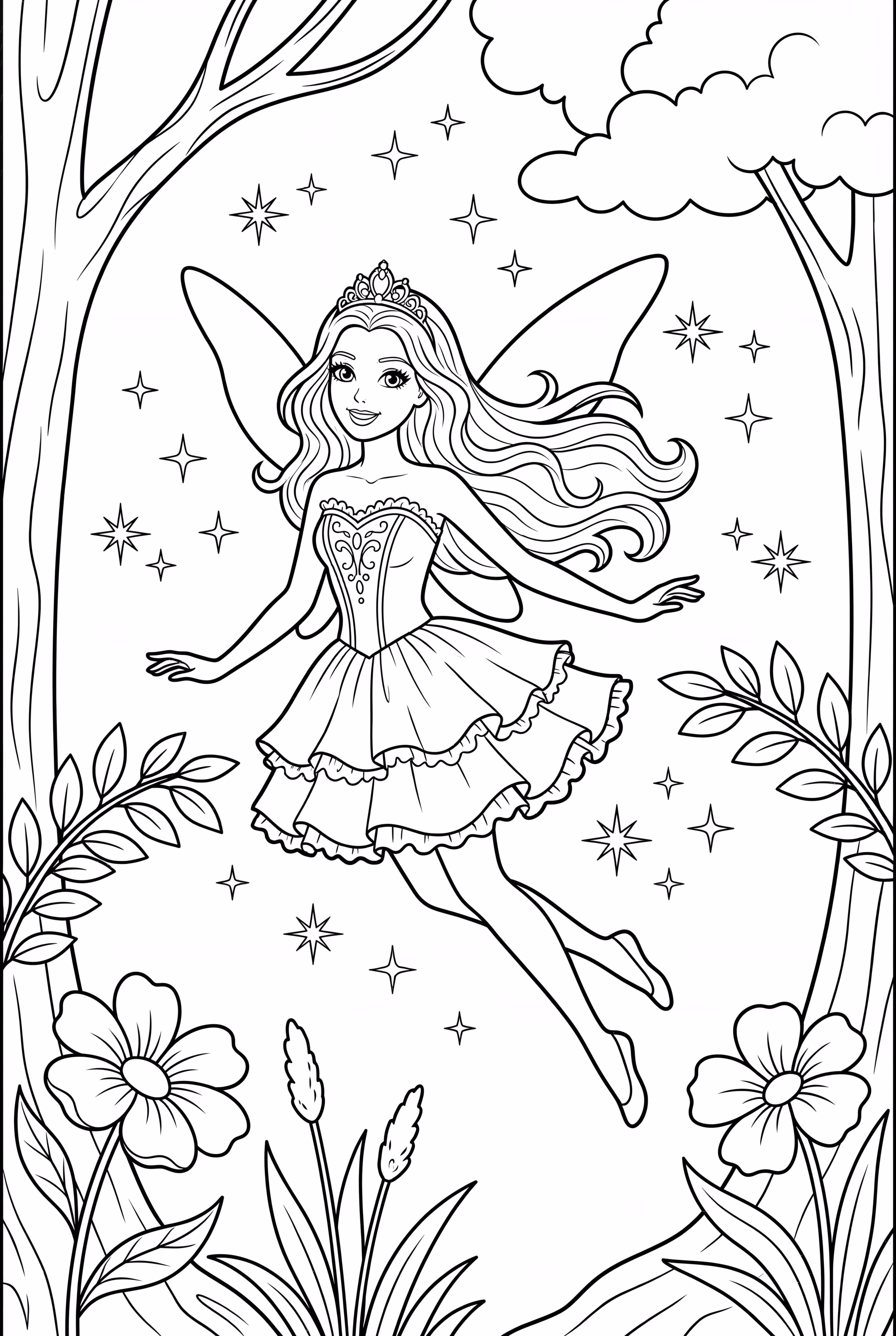 barbie fairy flying in a magical forest