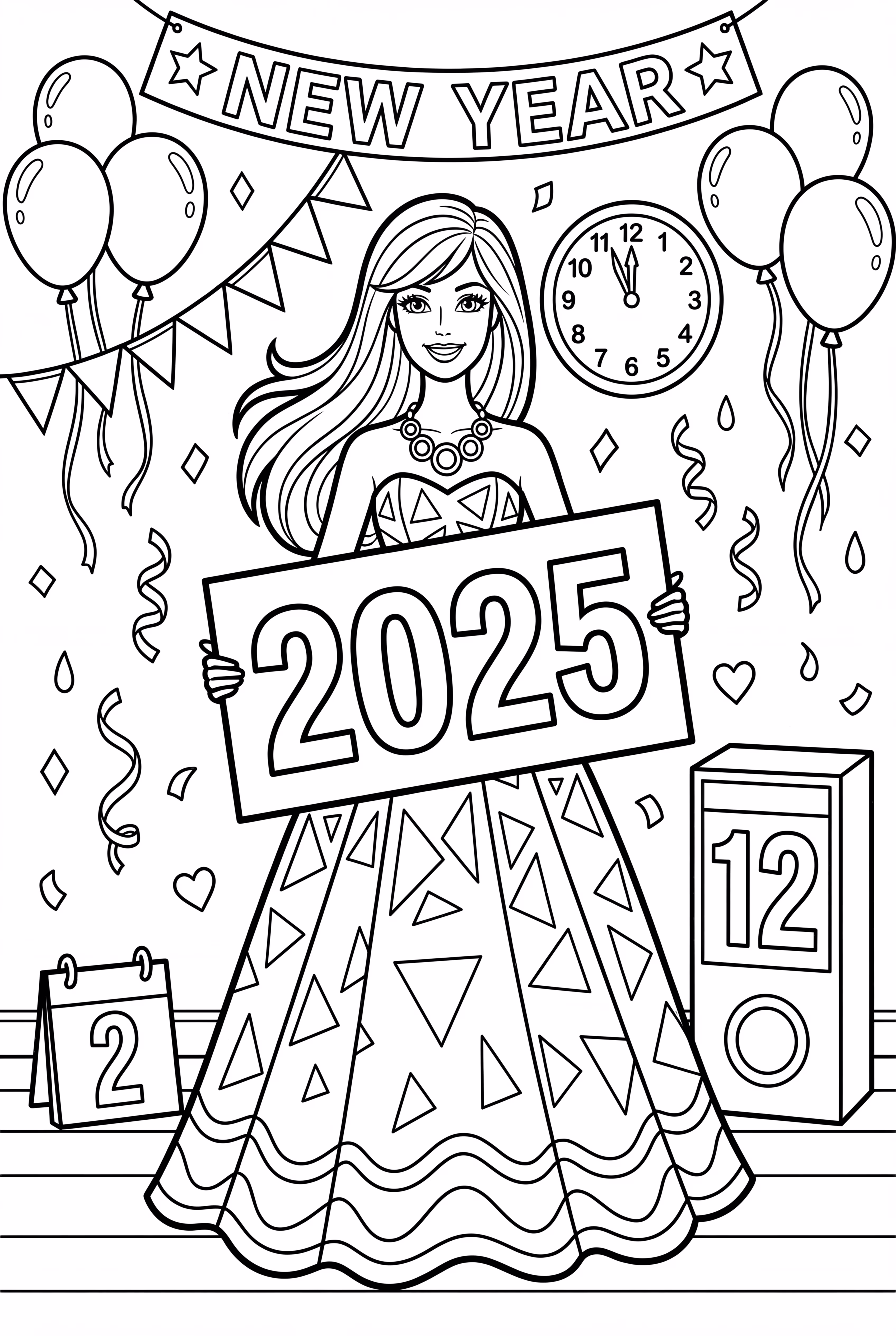 Barbie Holding a 2025 New Year Sign