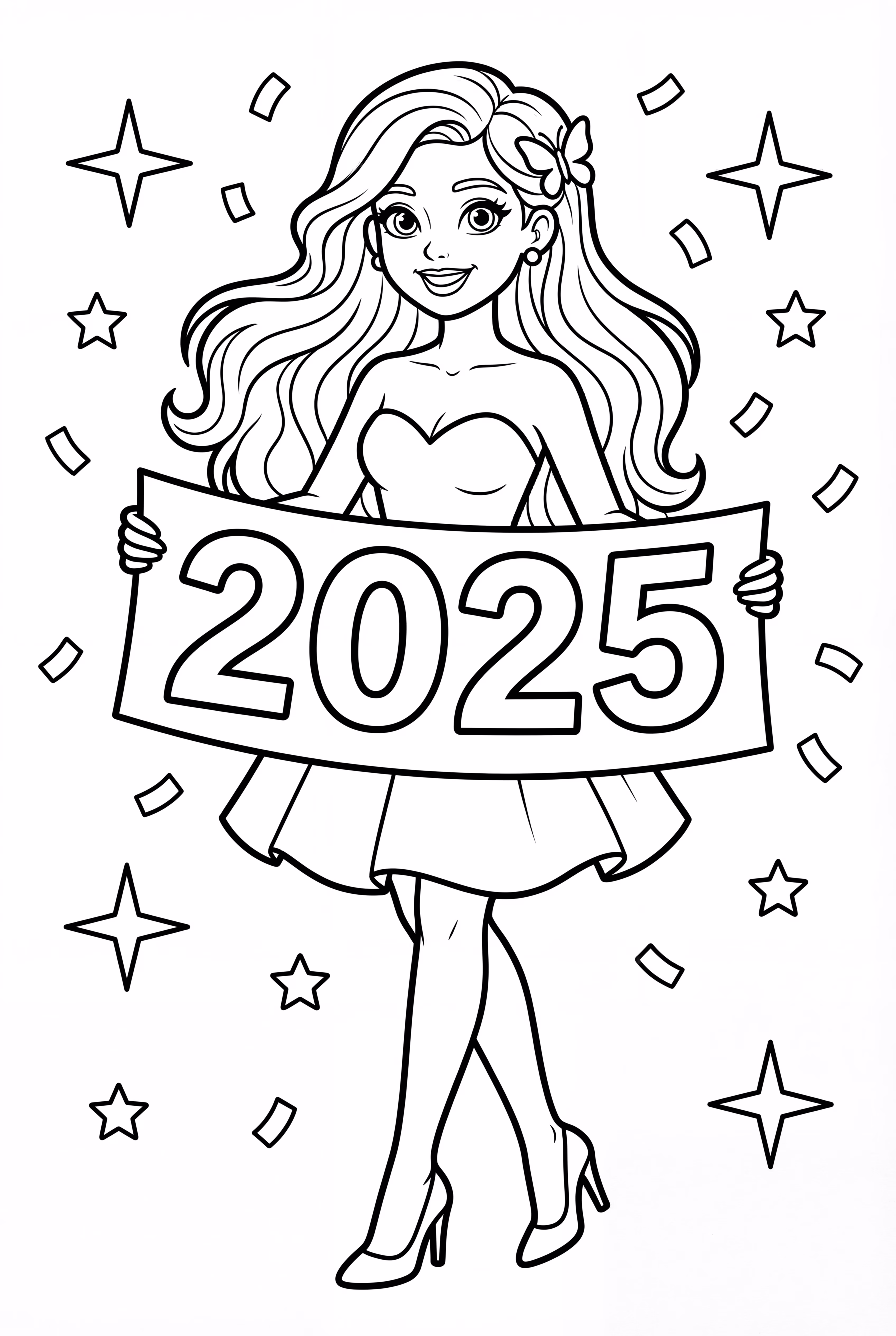 바비가 2025년 새해 사인을 들고 있는 모습