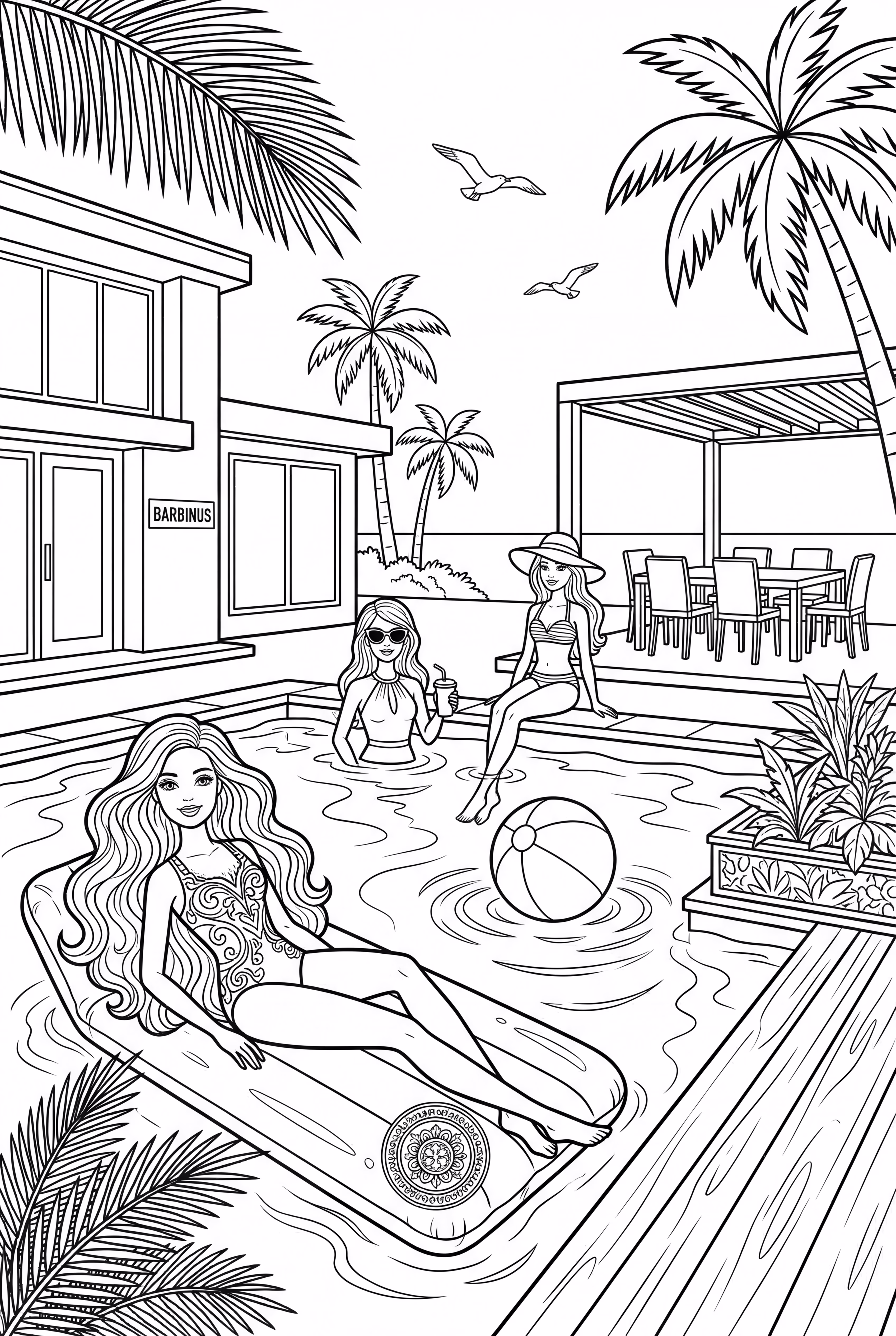 바비 말리부 하우스 수영장 파티