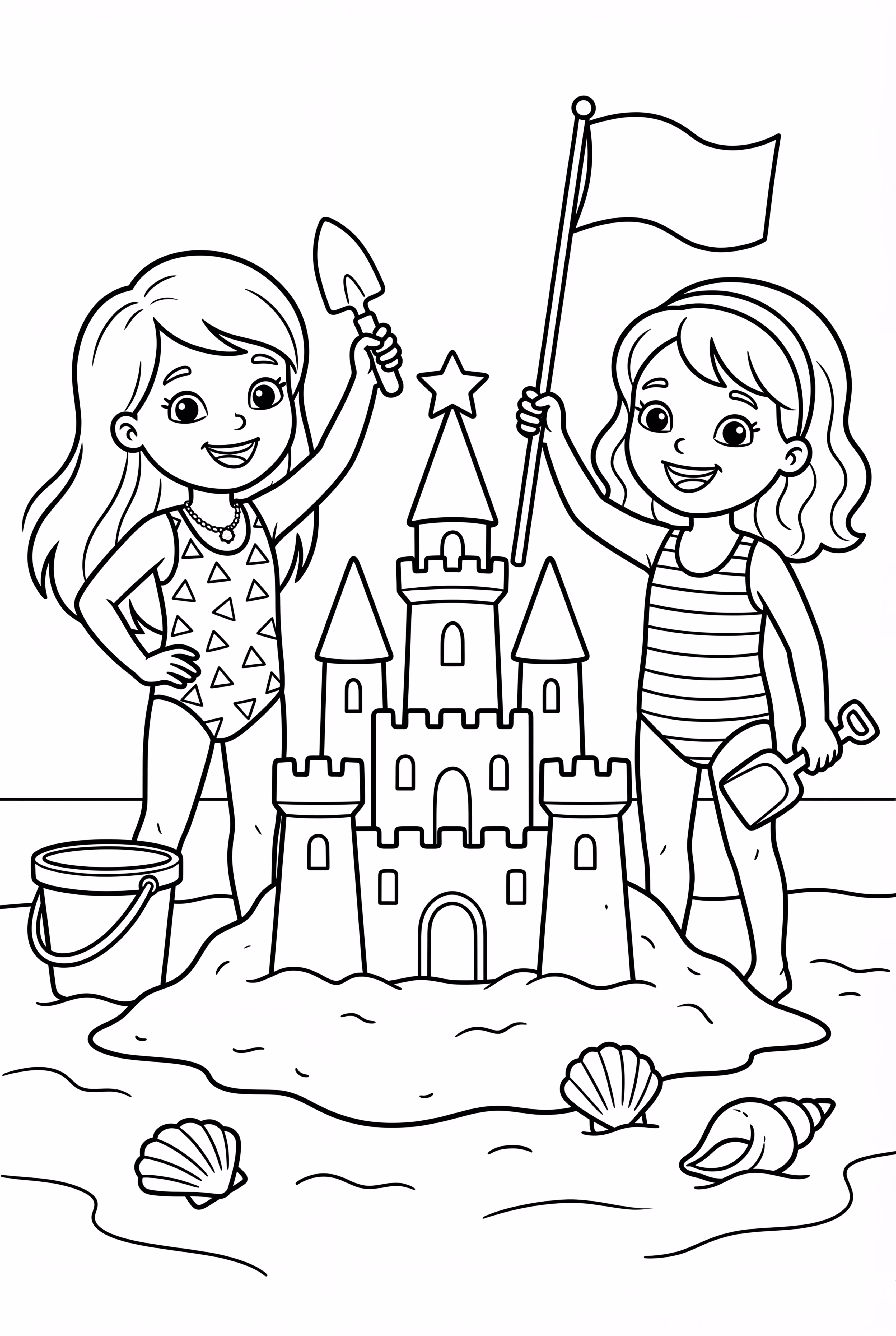 芭比的斯基普和史黛西堆沙堡