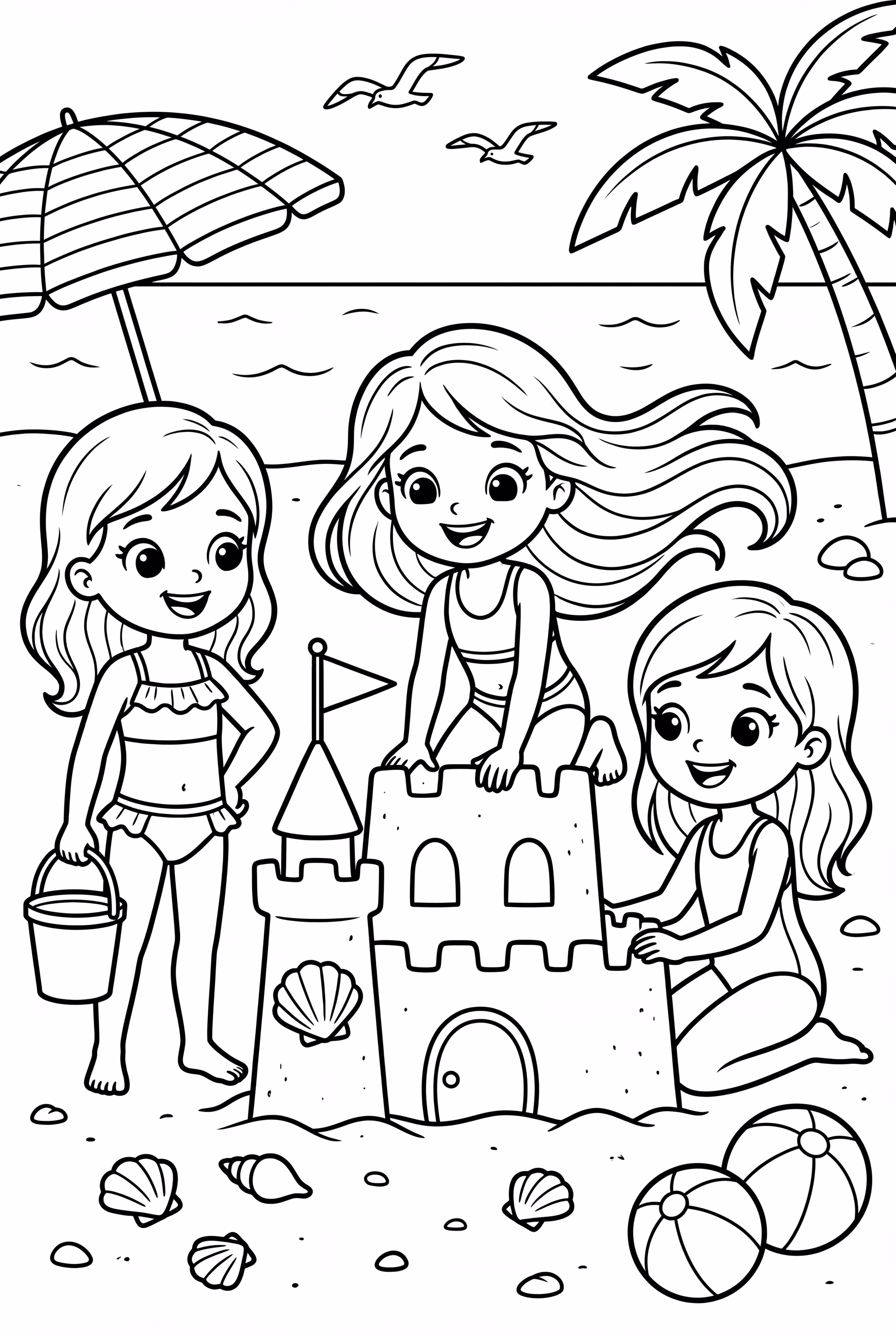 barbie skipper and stacie building a sandcastle