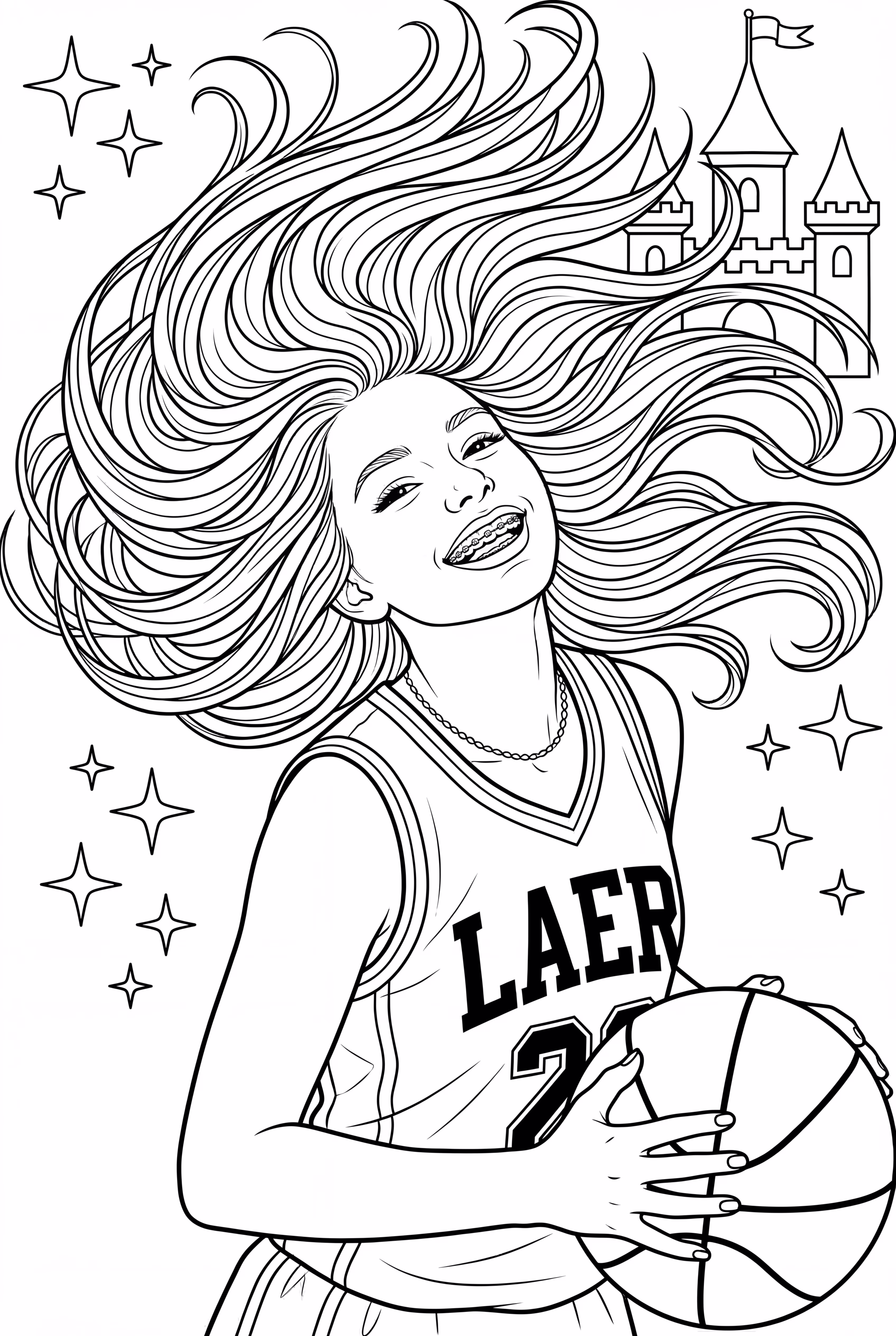 fille de basket sourire