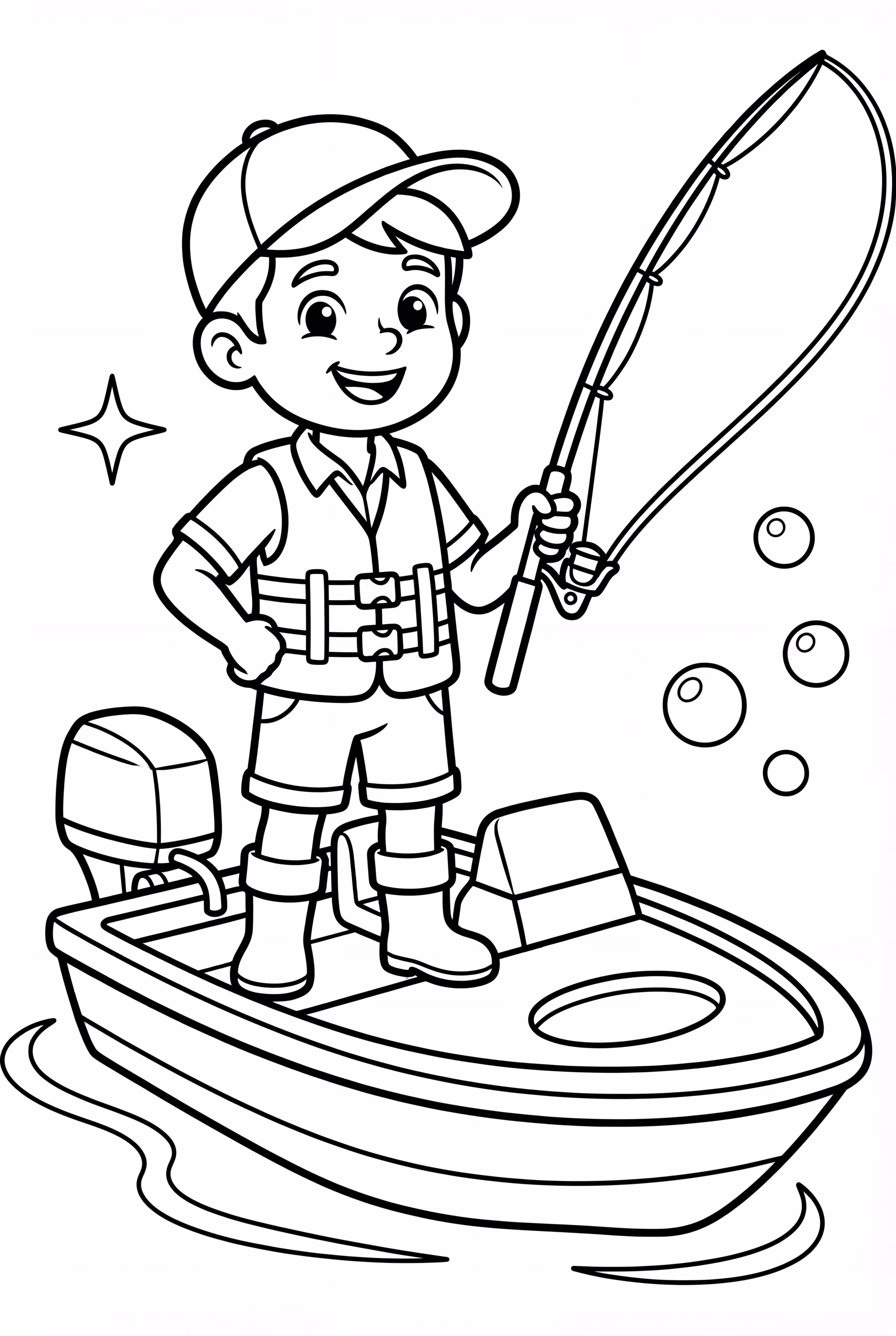 Bassboot mit Angler, der eine Angel auswirft