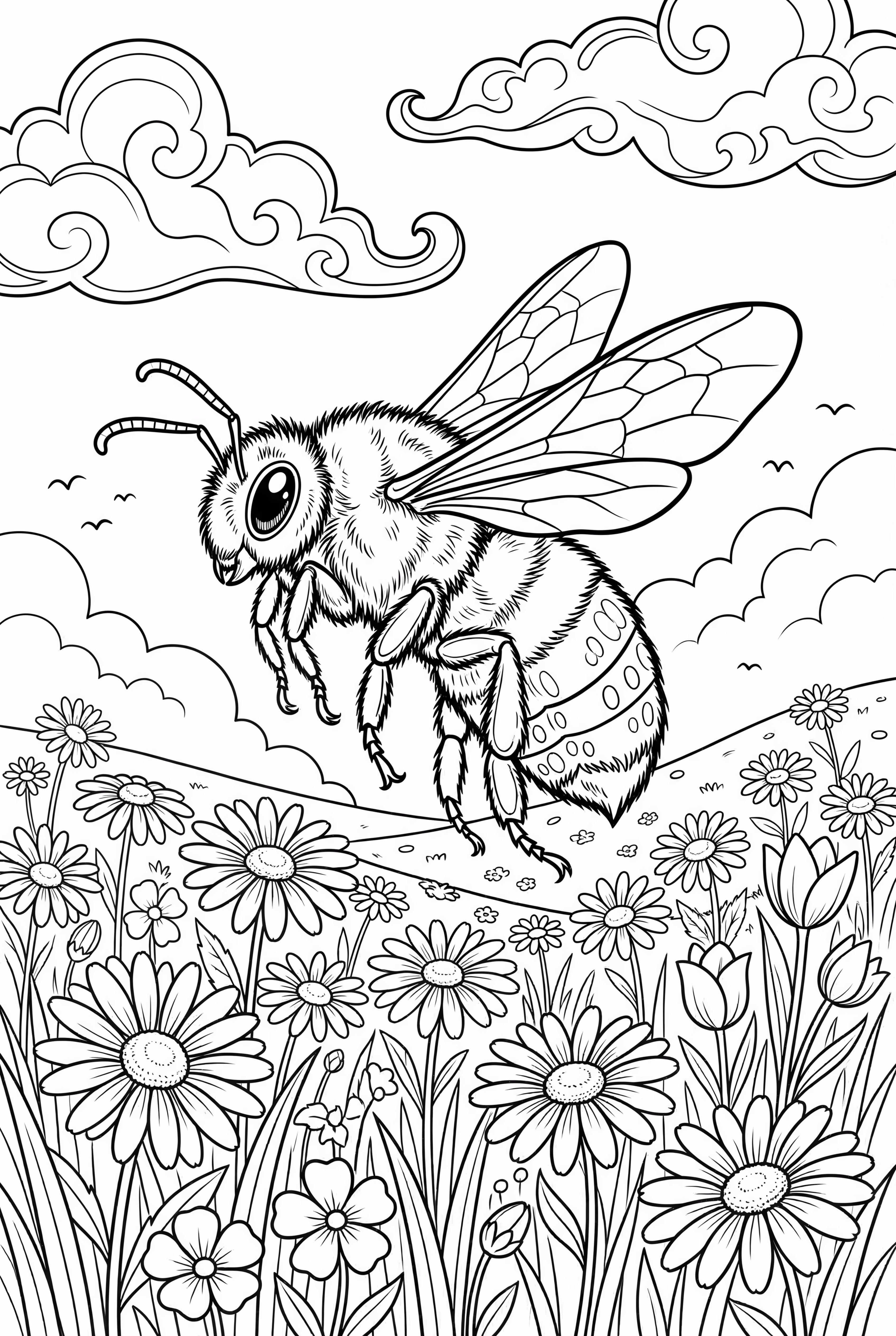 Bee Dancing in a Field of Daisies-2