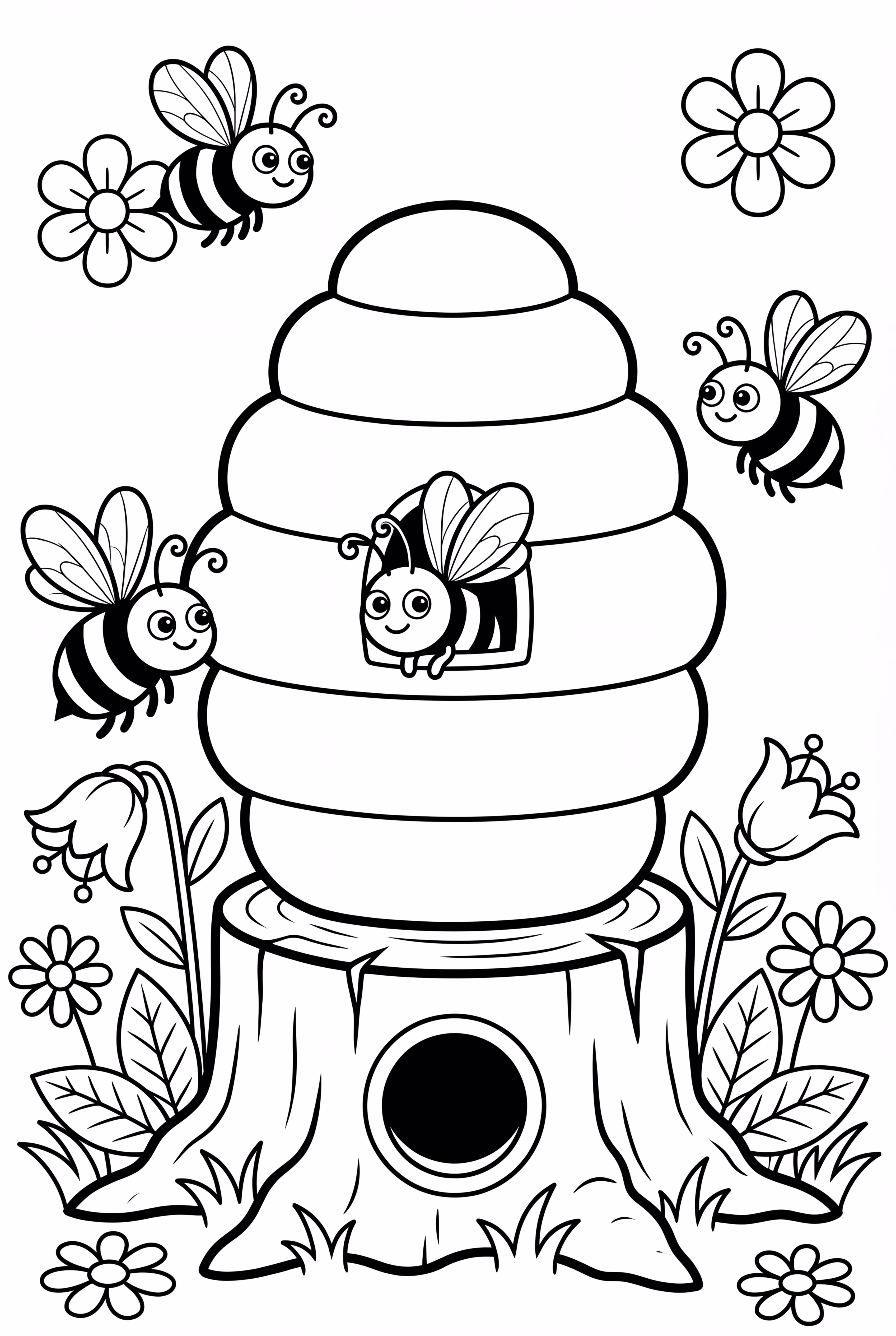 Bee Hive Full of Busy Bees