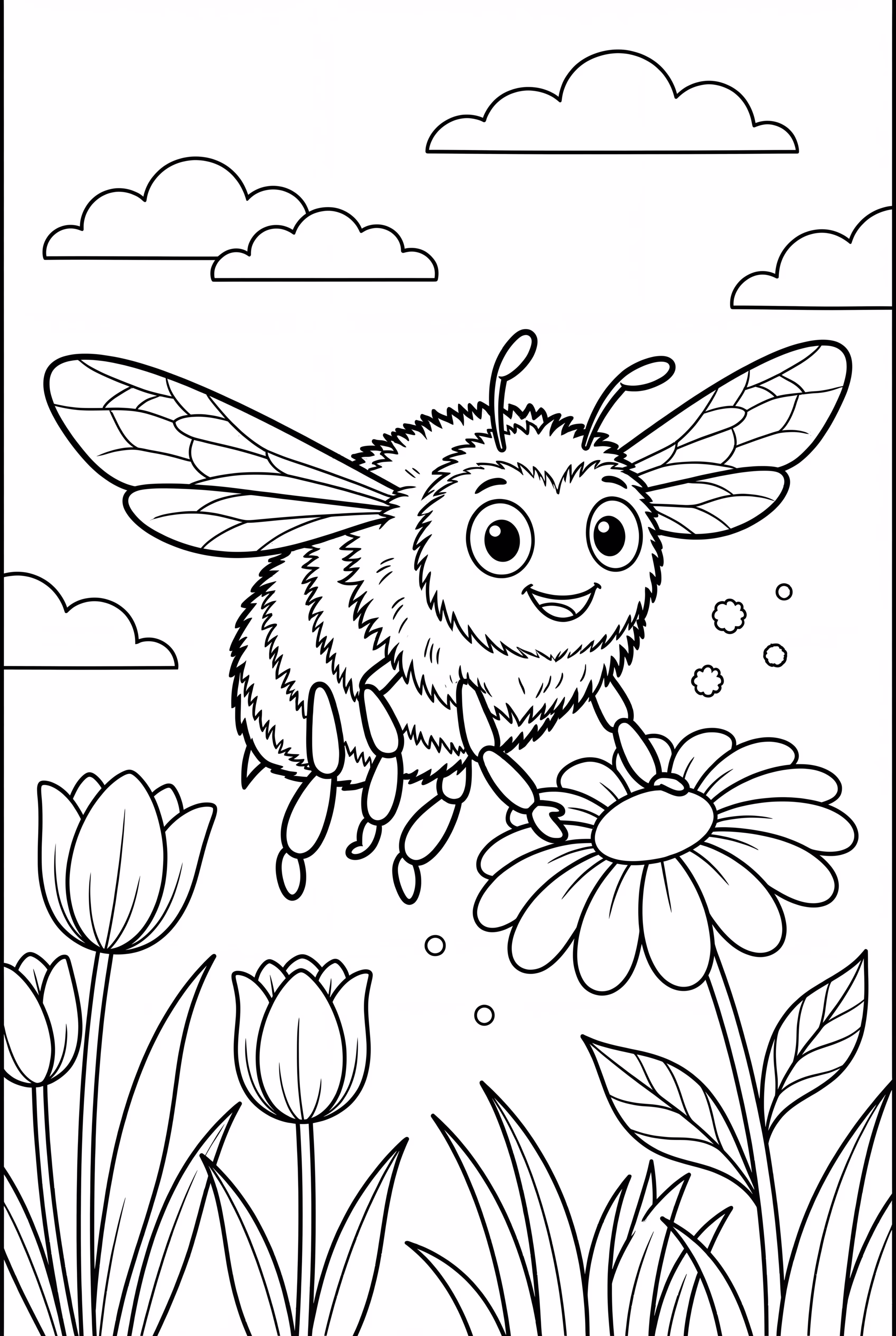 Bee Pollinating Flowers Under the Sun-2