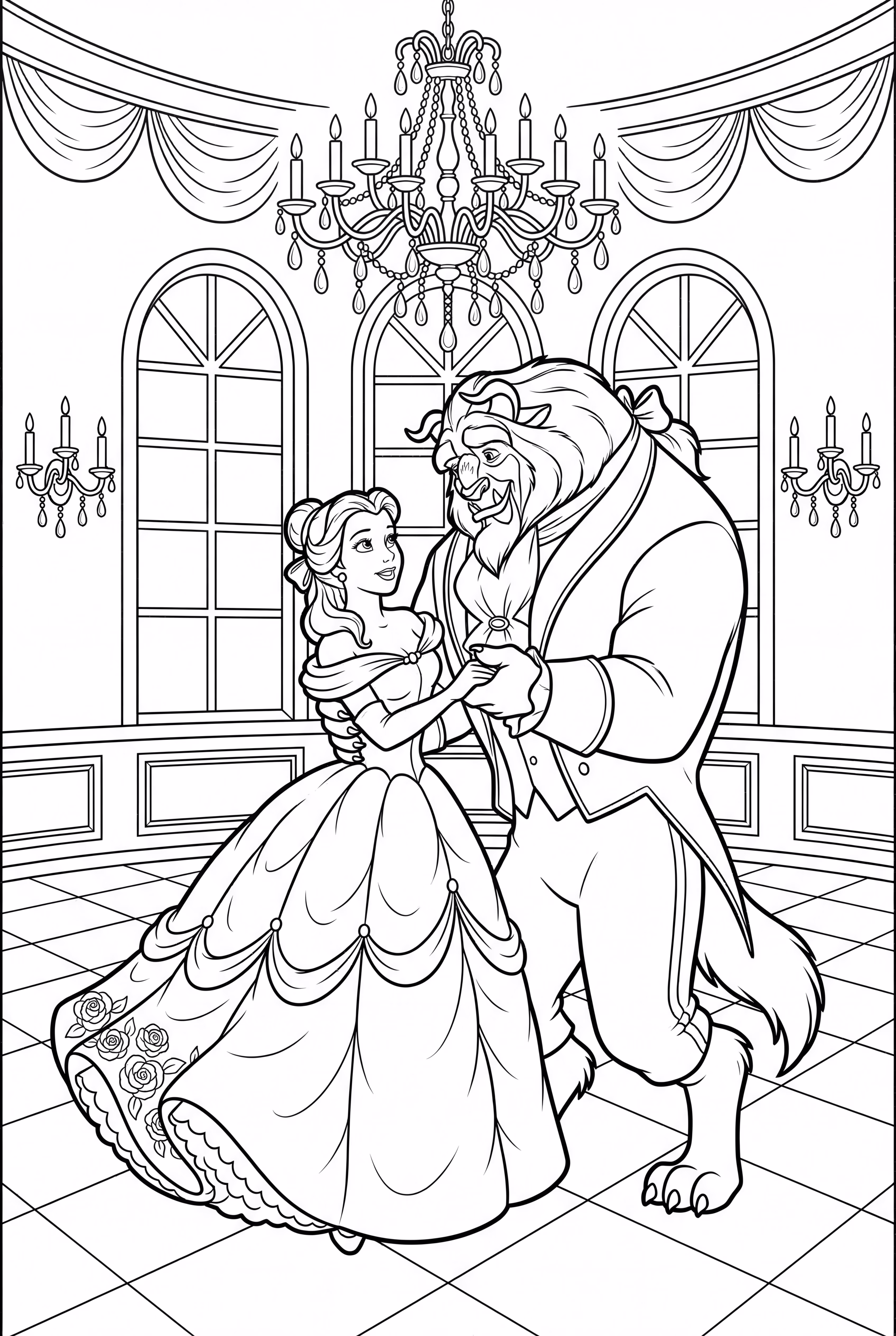 Bela e a Fera no Salão de Baile