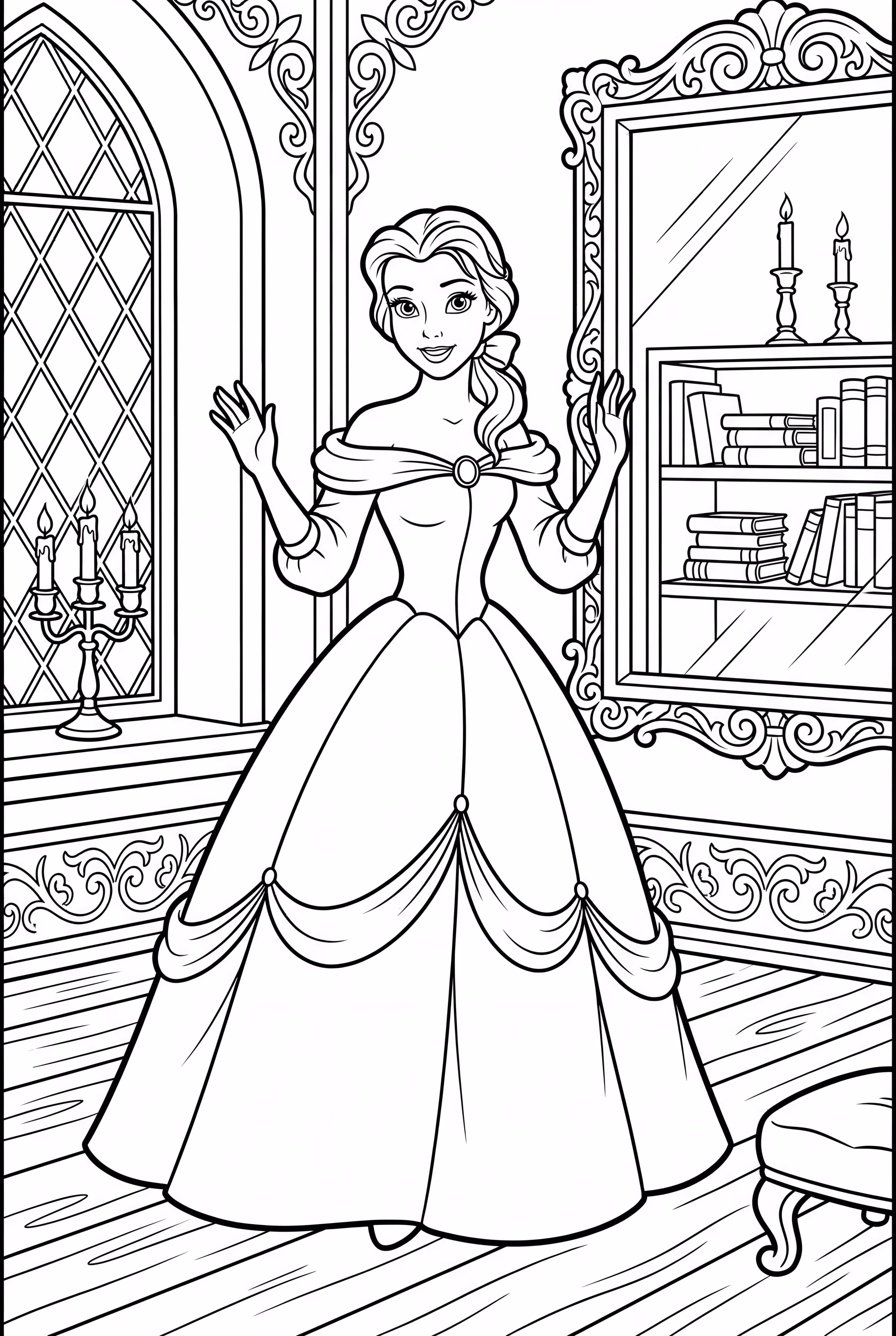 Belle explorant l'aile ouest