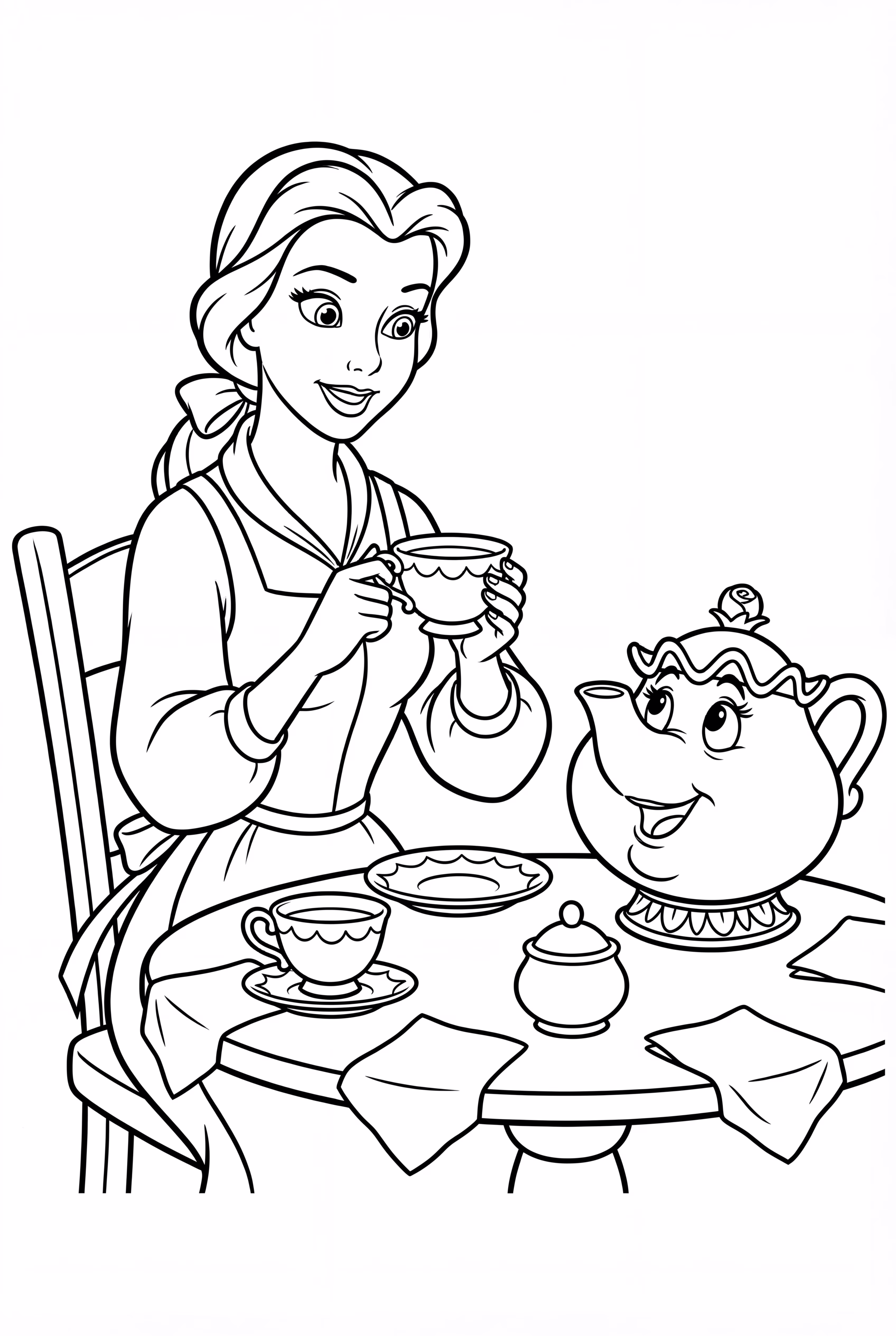 Bela Tomando Chá com a Senhora Potts