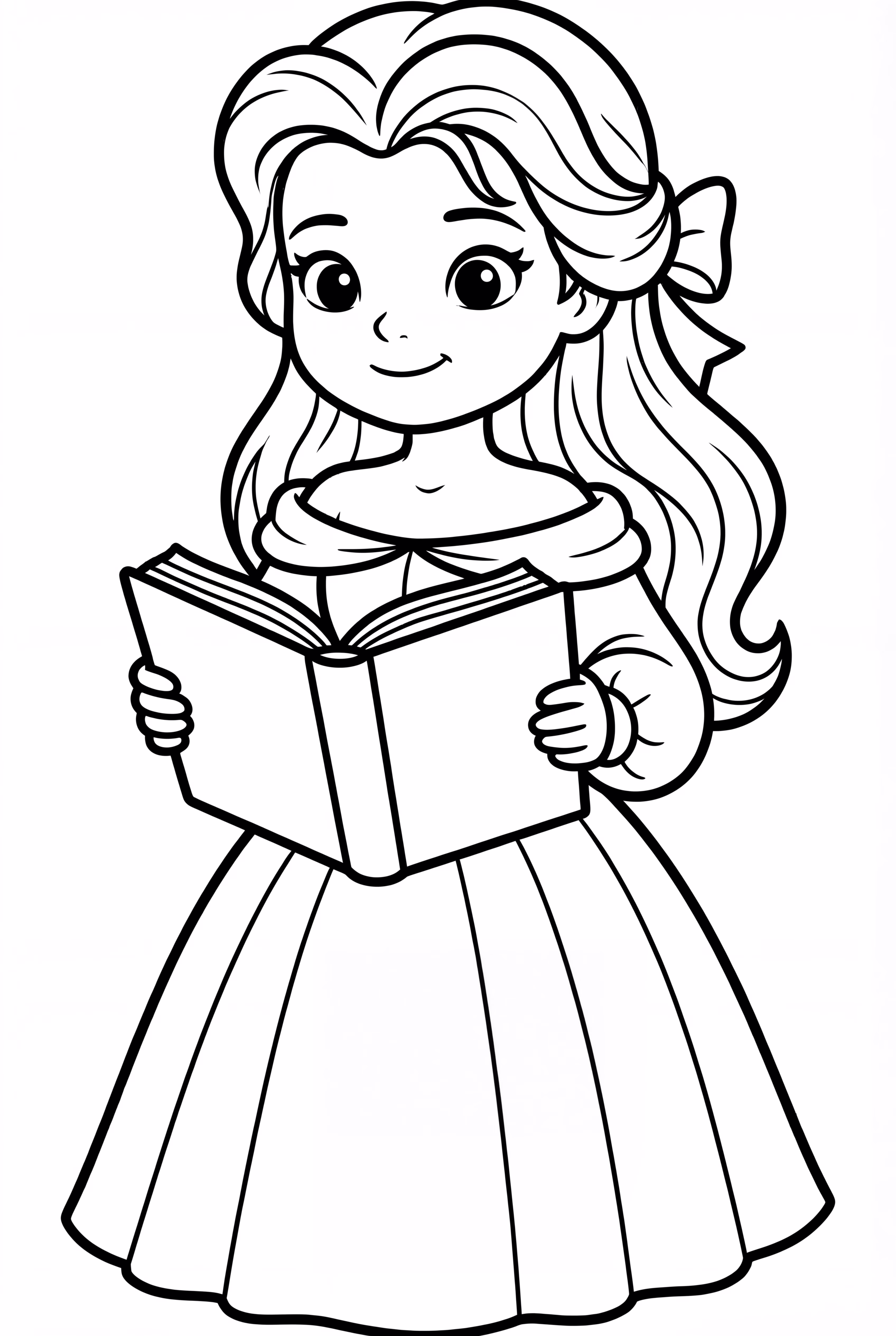 Bela Segurando um Livro Aberto