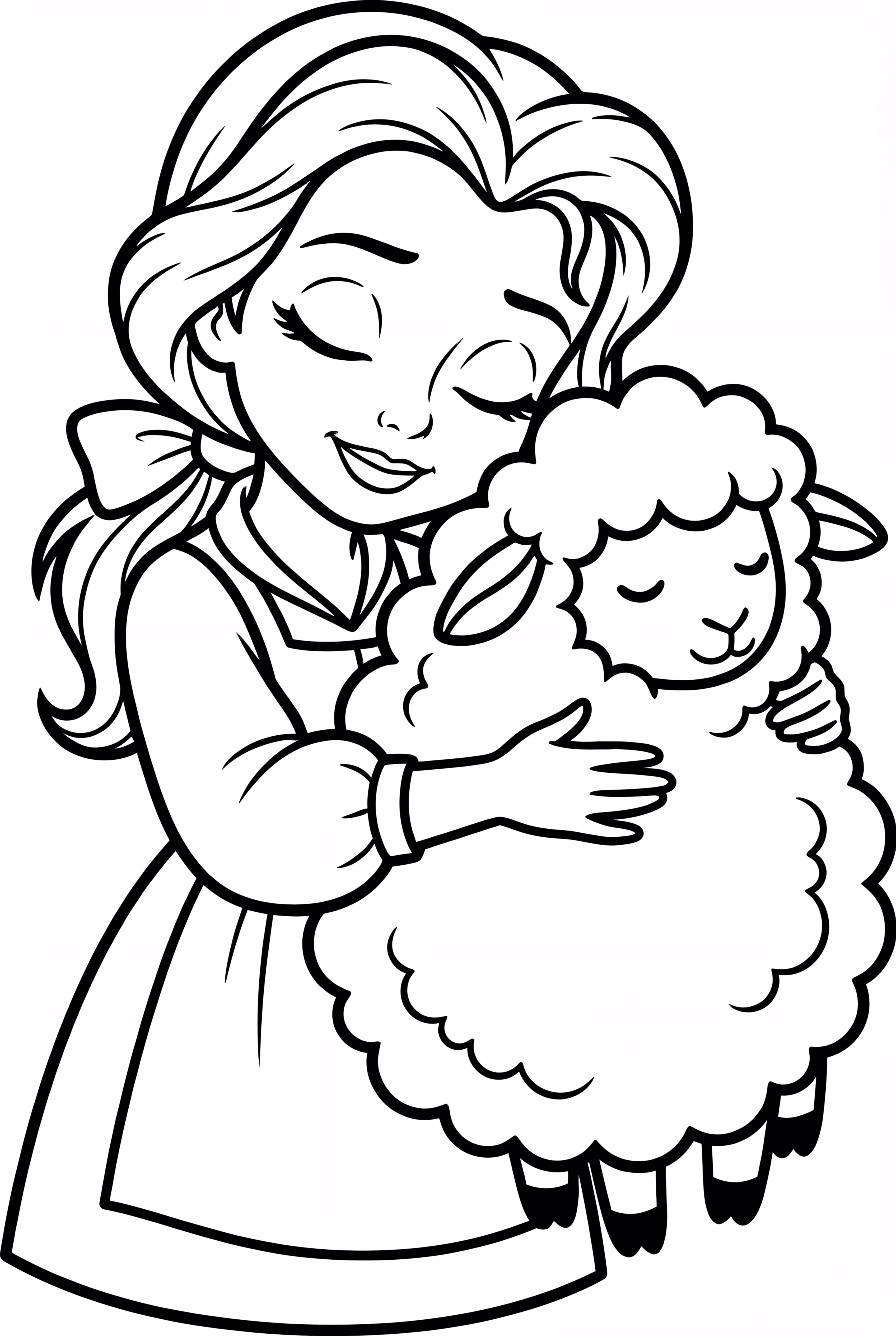 Belle étreignant un mouton tout doux