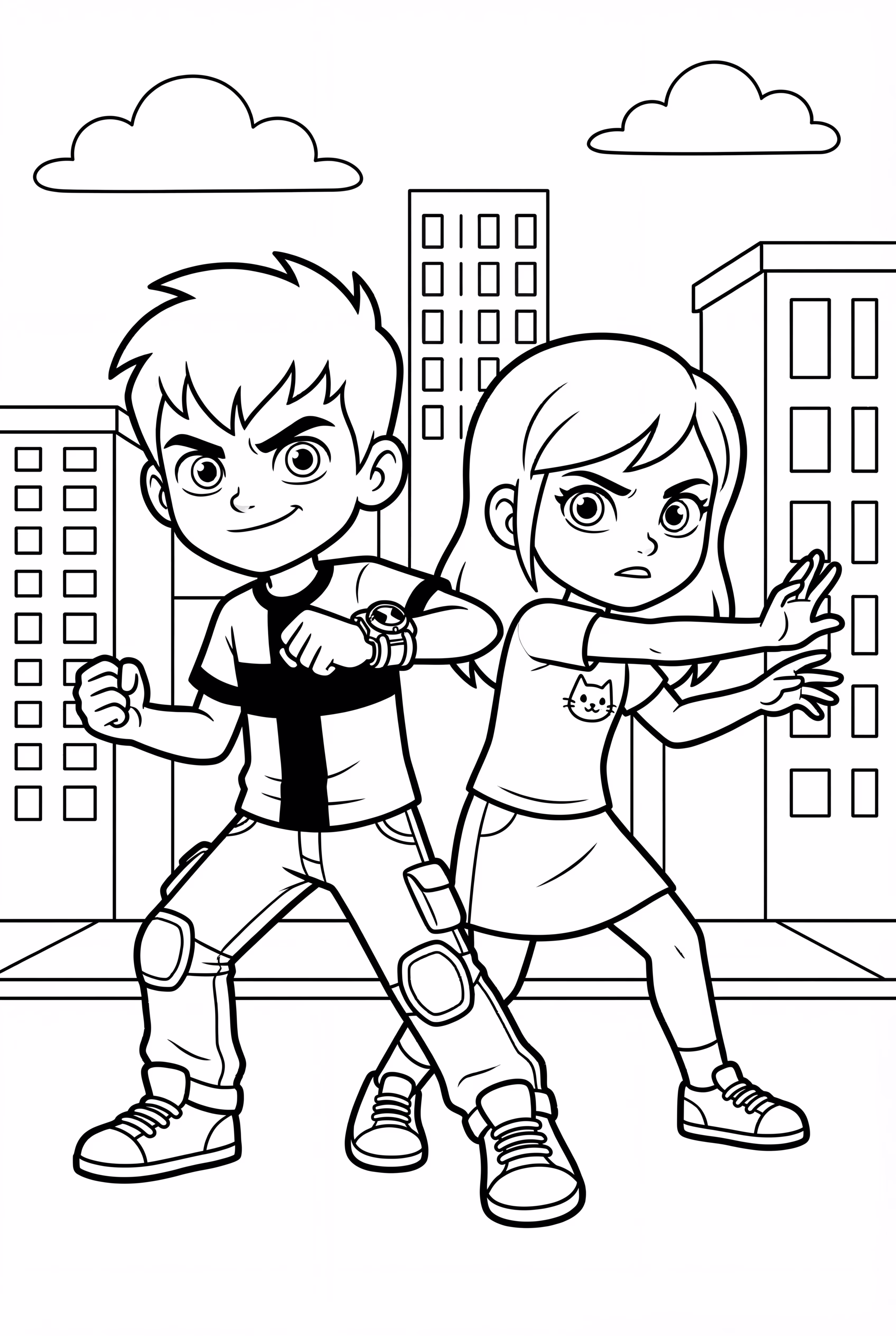 Ben 10 y Gwen de espaldas