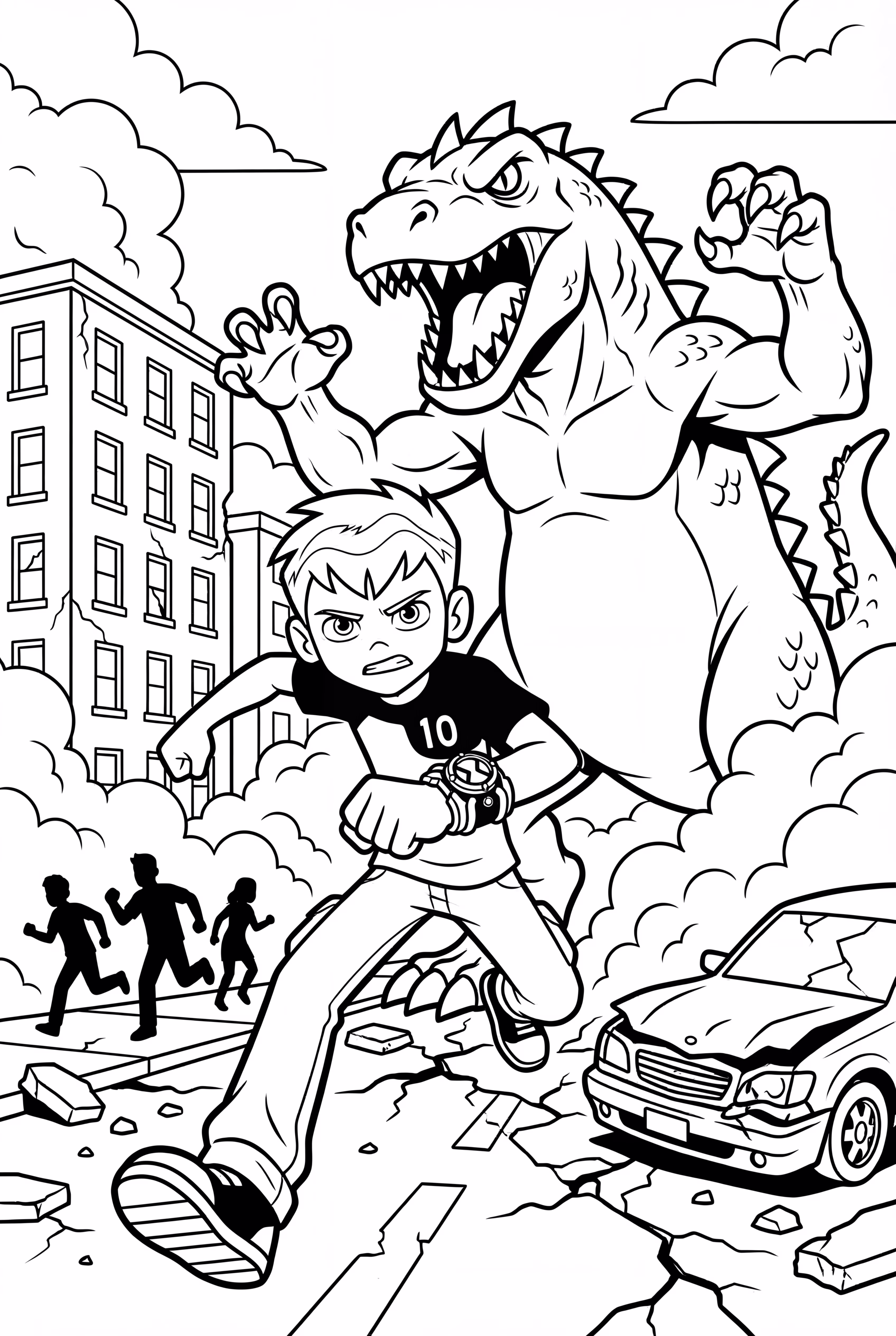 Ben 10 Fights A Giant Monster