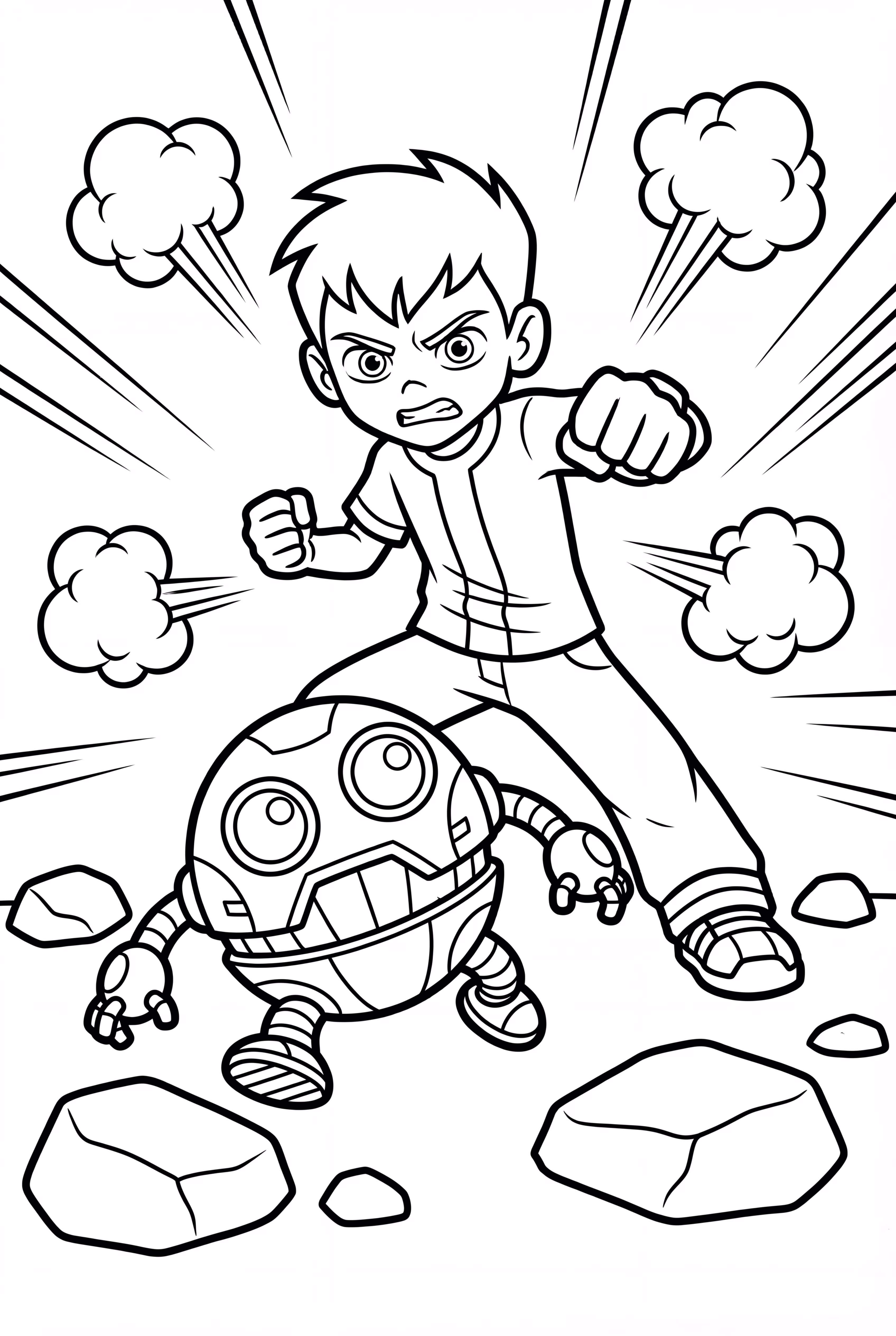 Ben 10 Fights A Small Robot