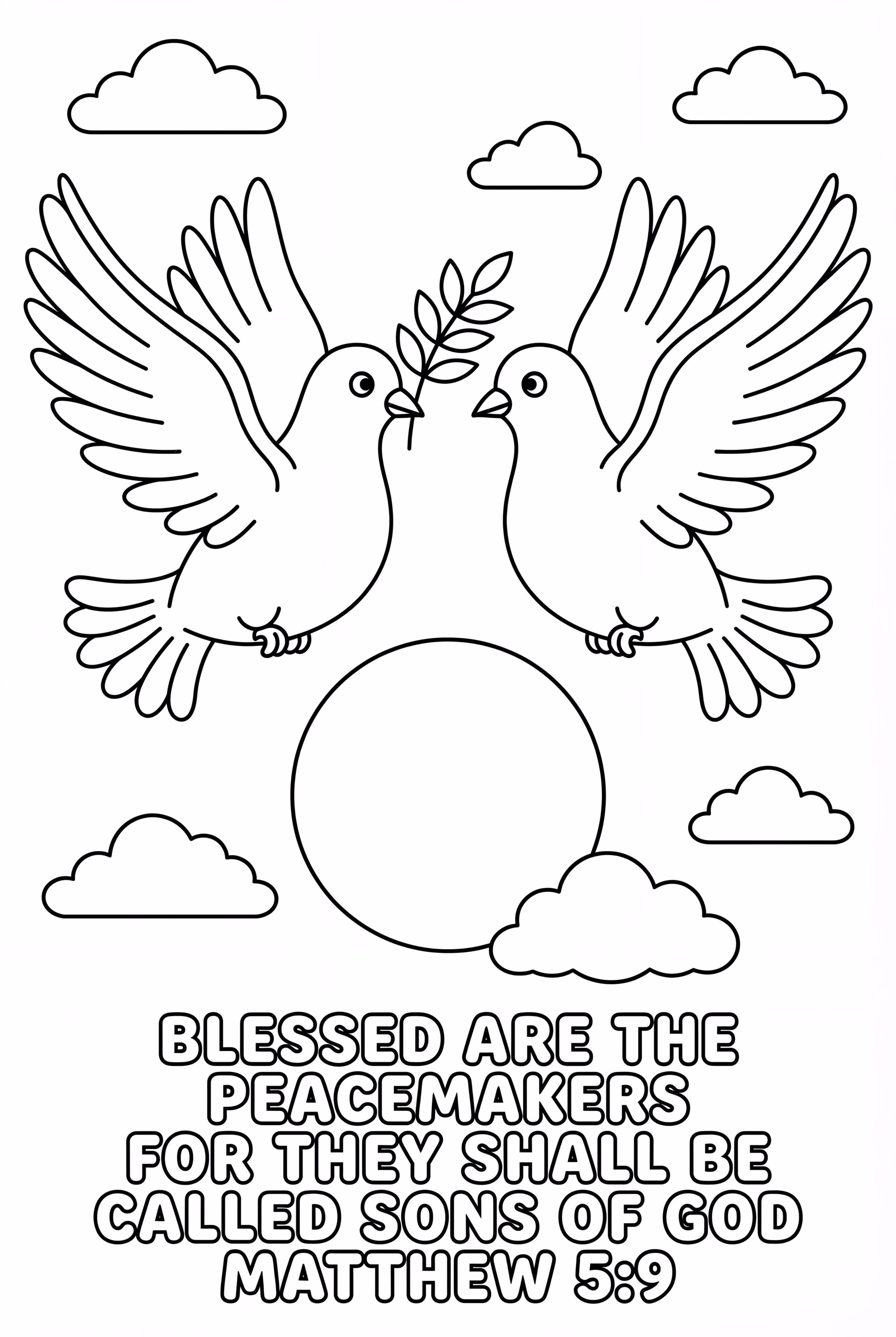 Citação Bíblica com Pombas e Ramo de Oliveira