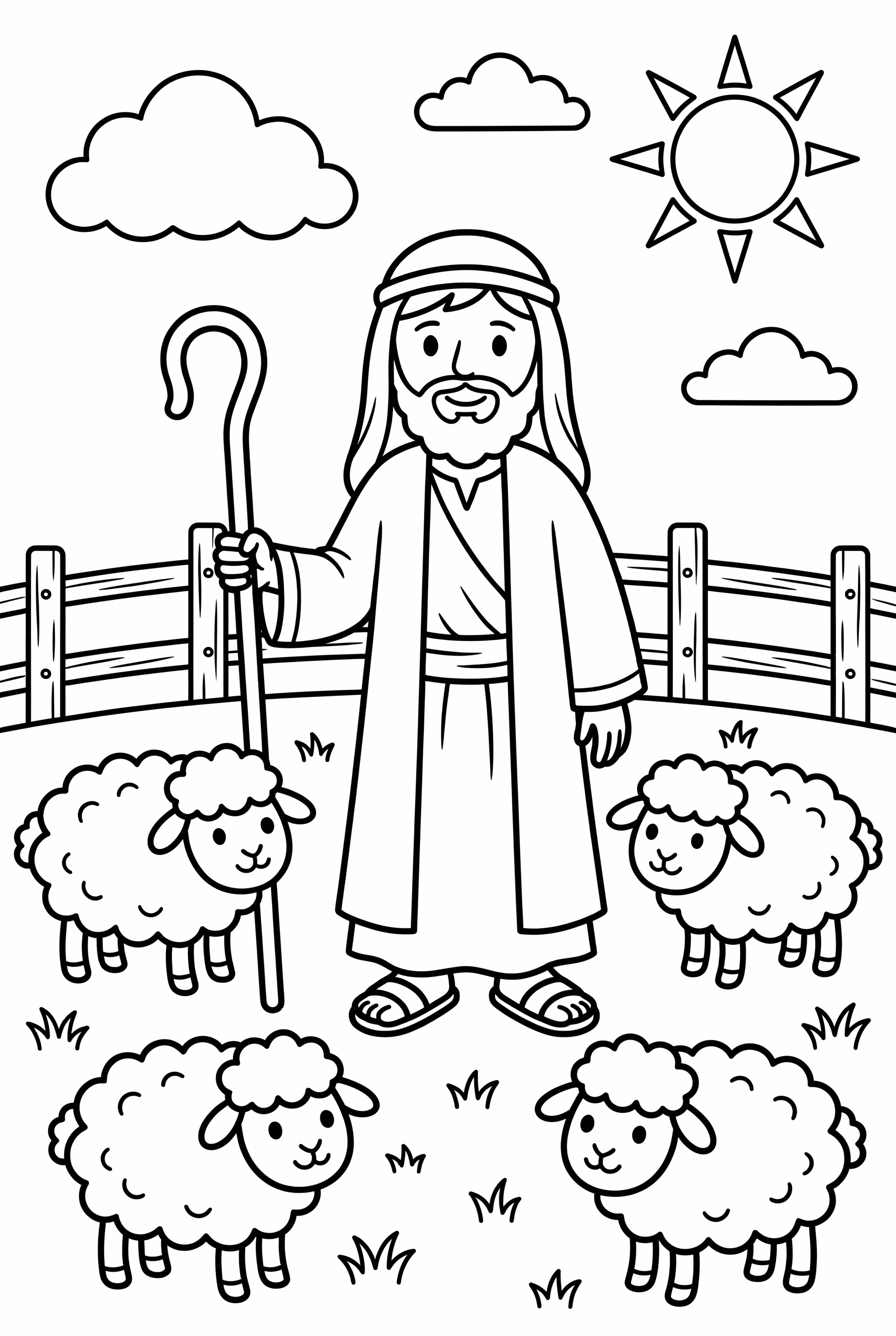 Bible Shepherd And Sheep Field