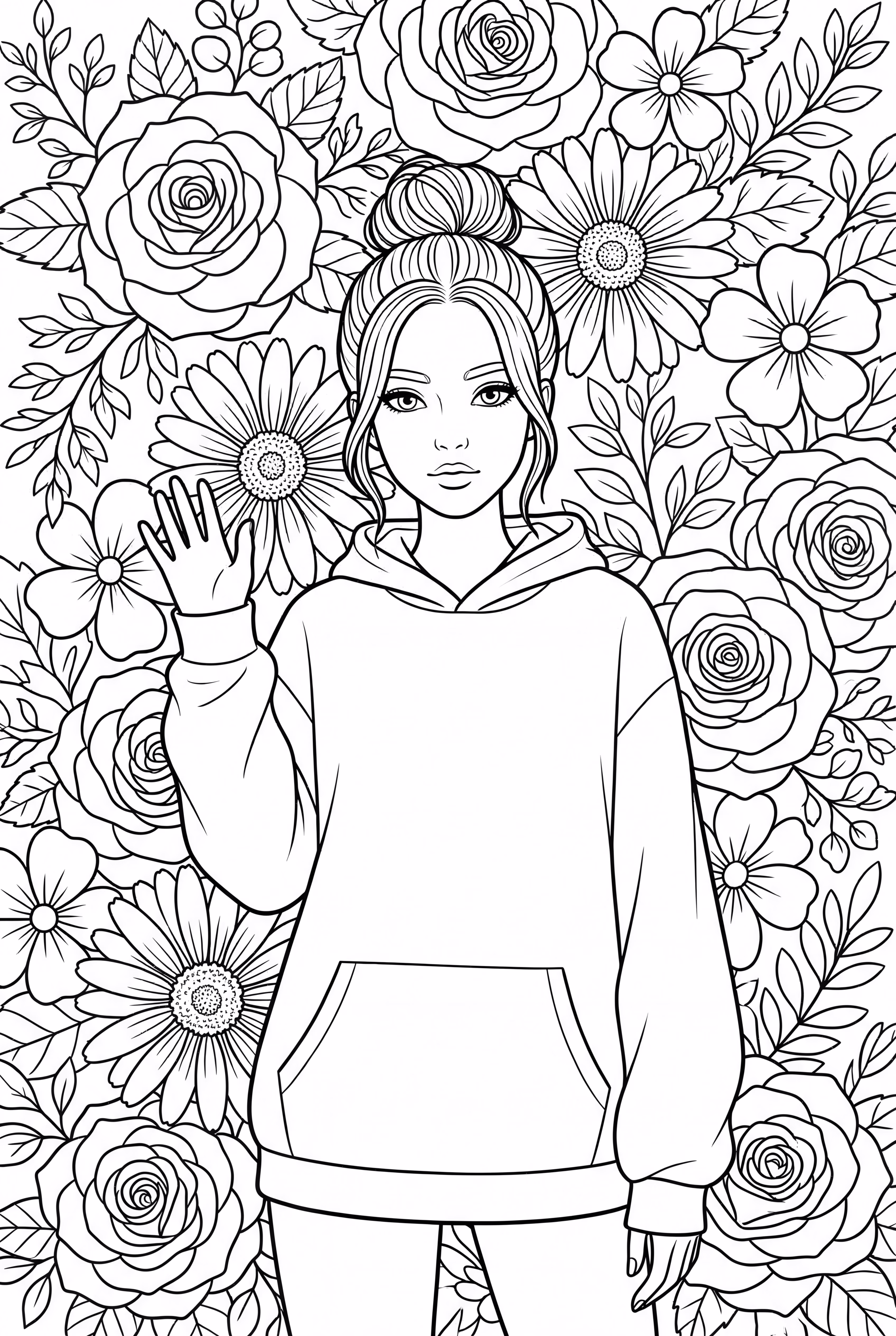 Billie Eilish entourée de fleurs