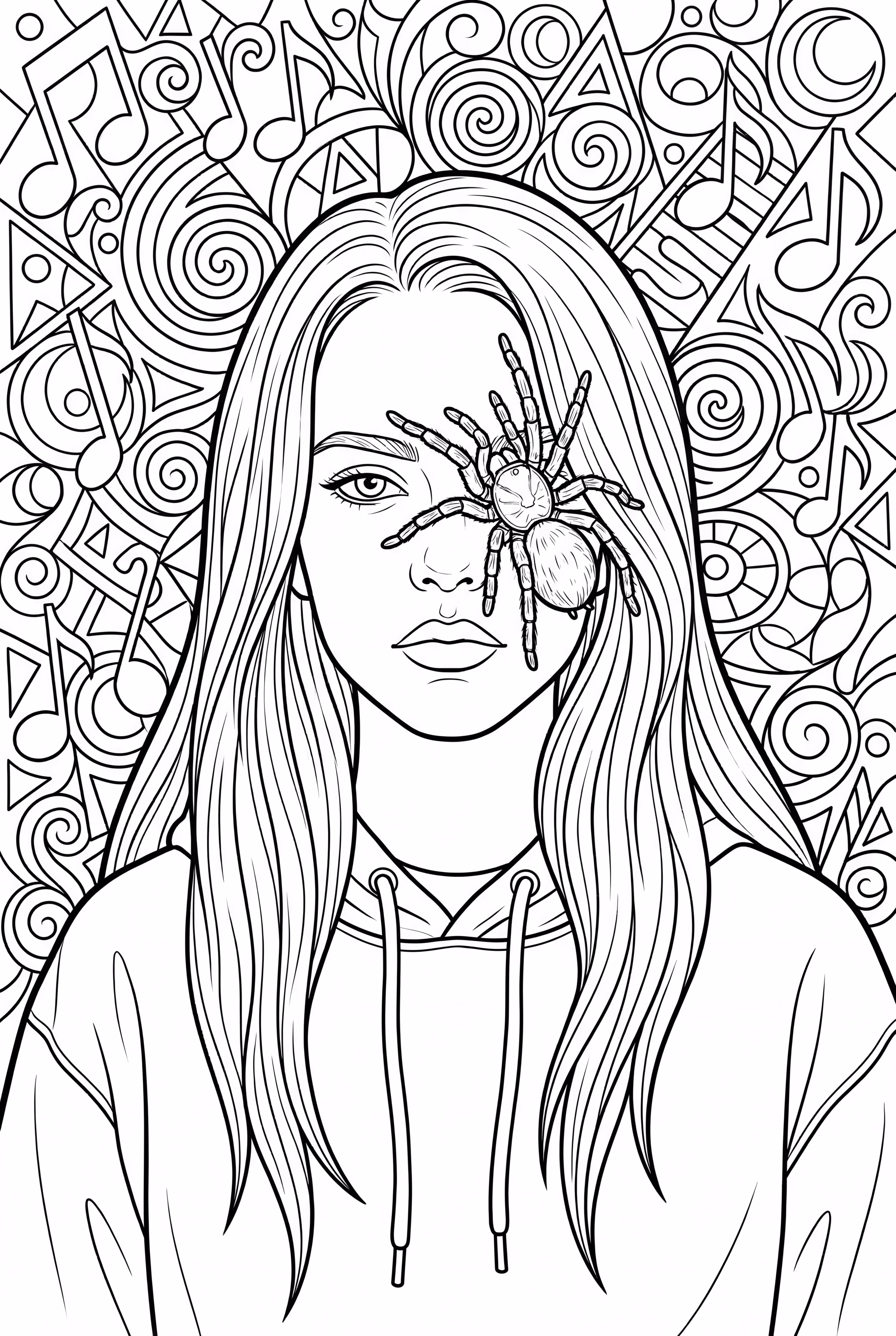 Billie Eilish With A Spider On Her Face