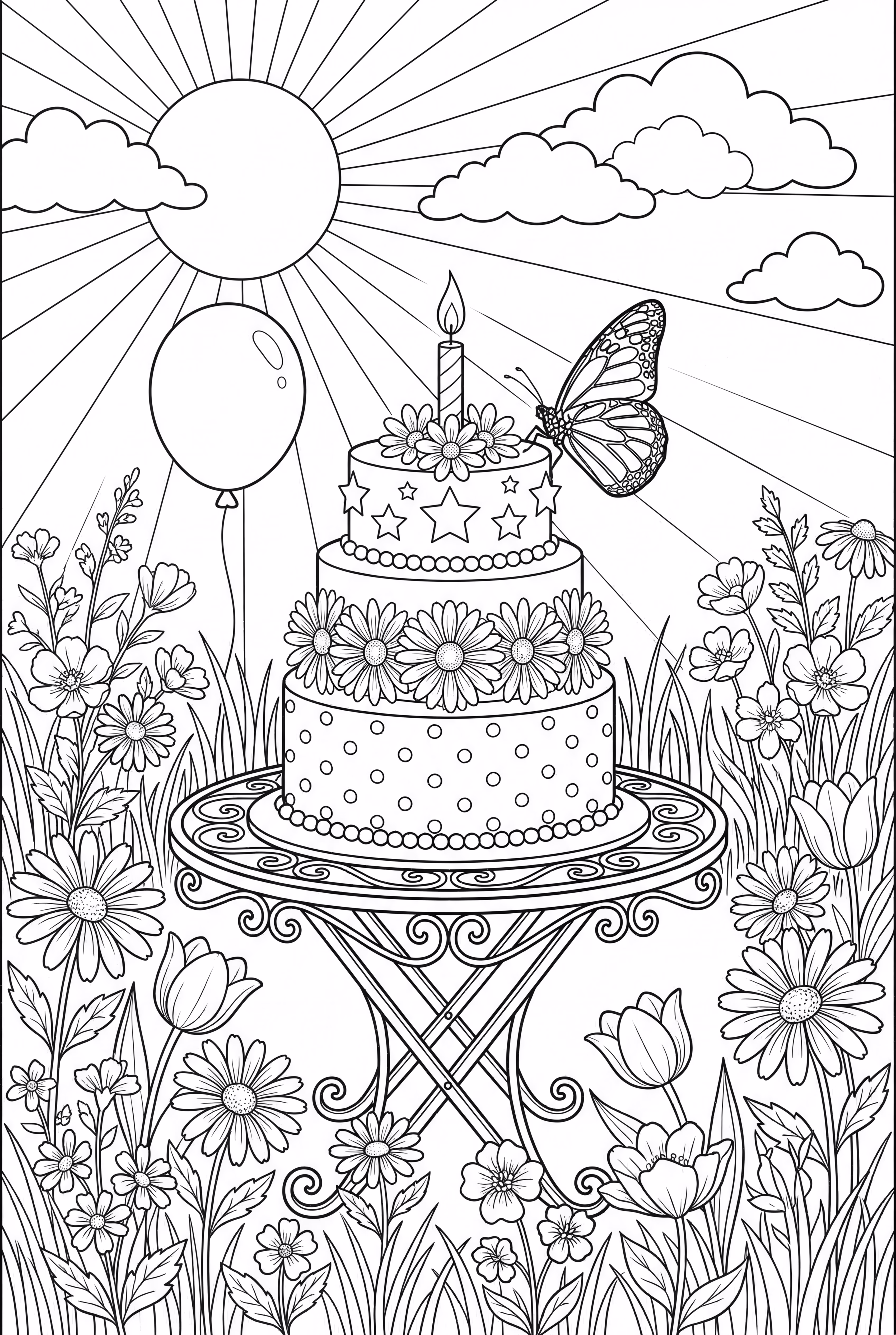 生日蛋糕花园派对