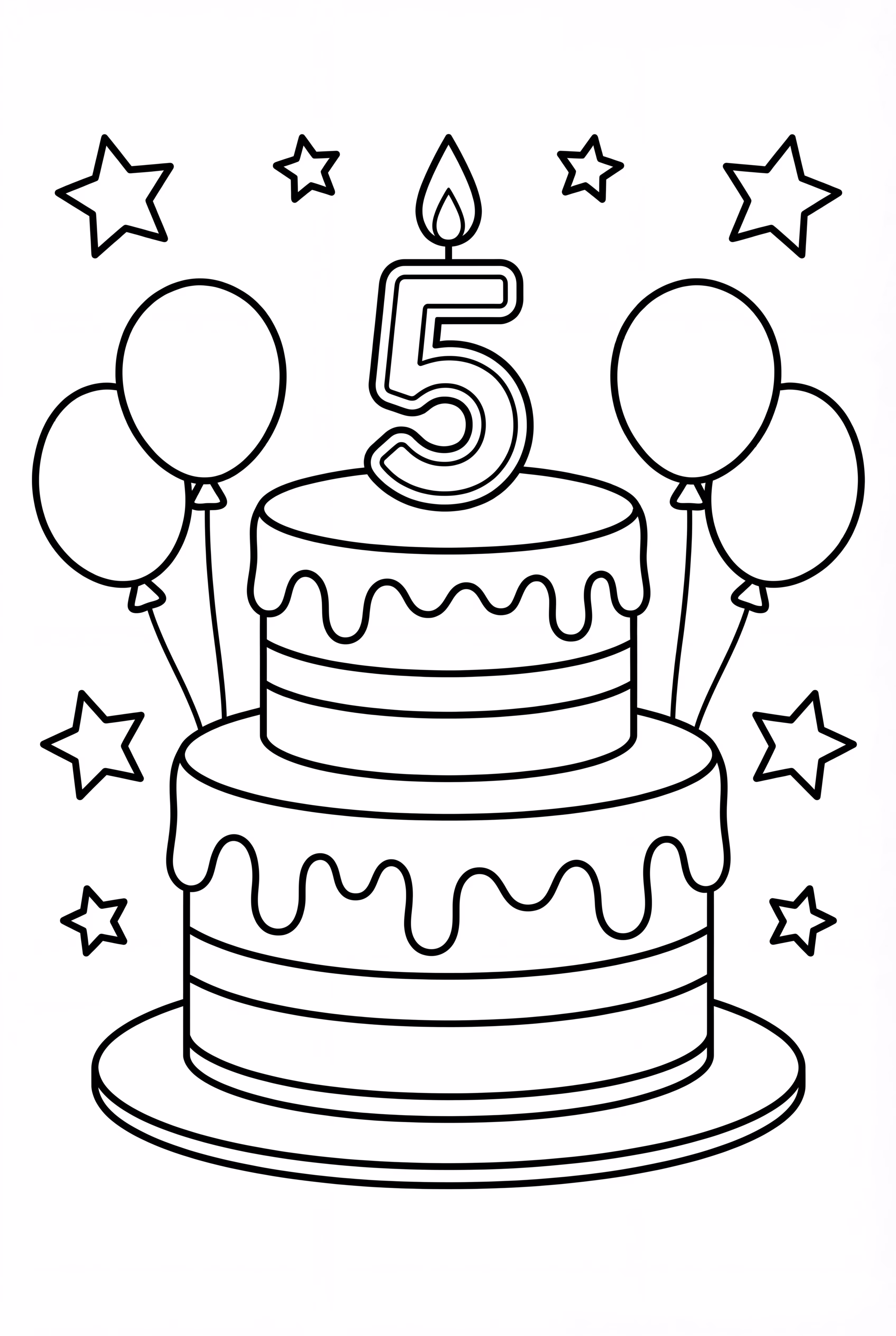 Geburtstagskuchen mit Kerze in Form der Fünf