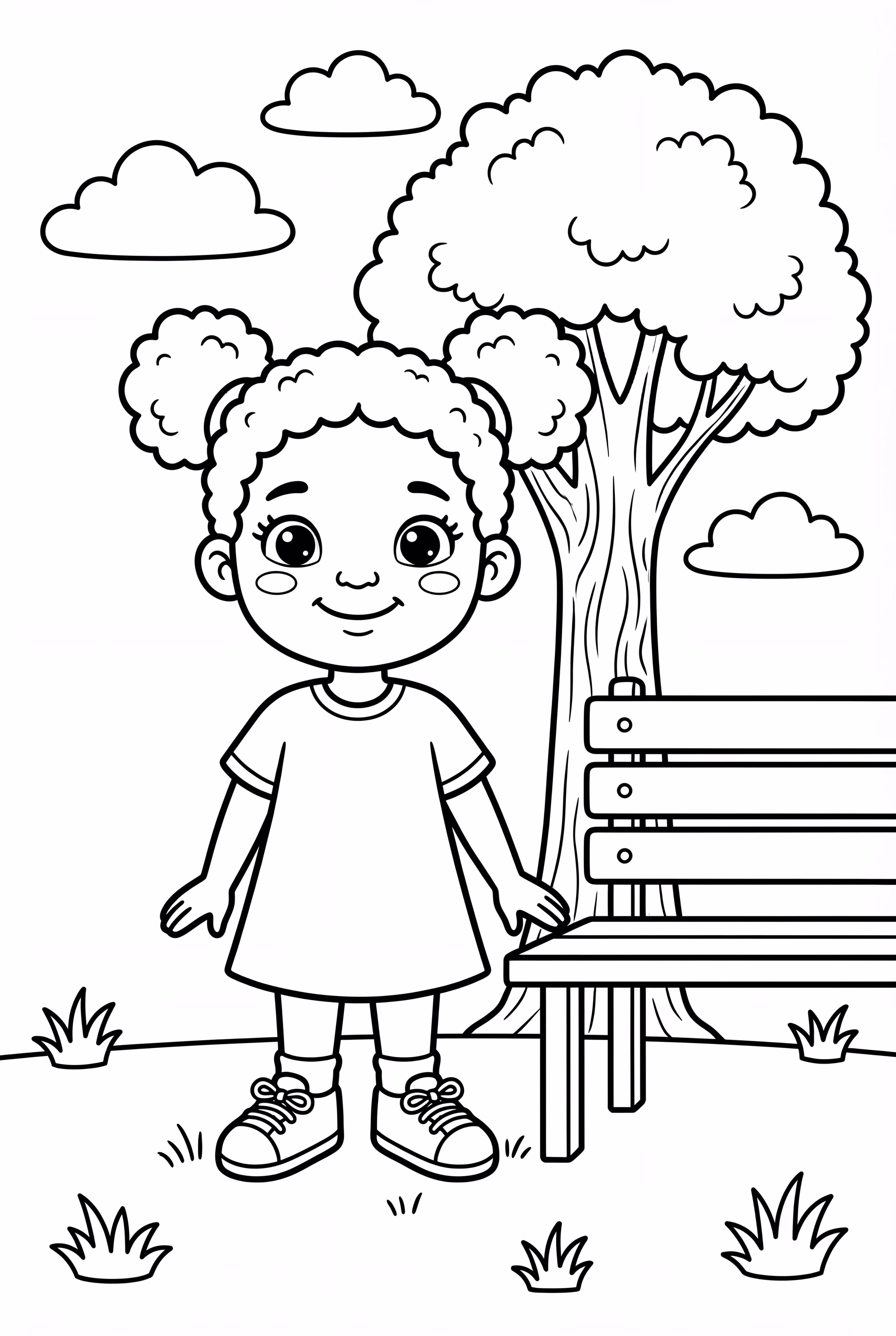 공원에서 즐거운 시간을 보내는 흑인 소녀