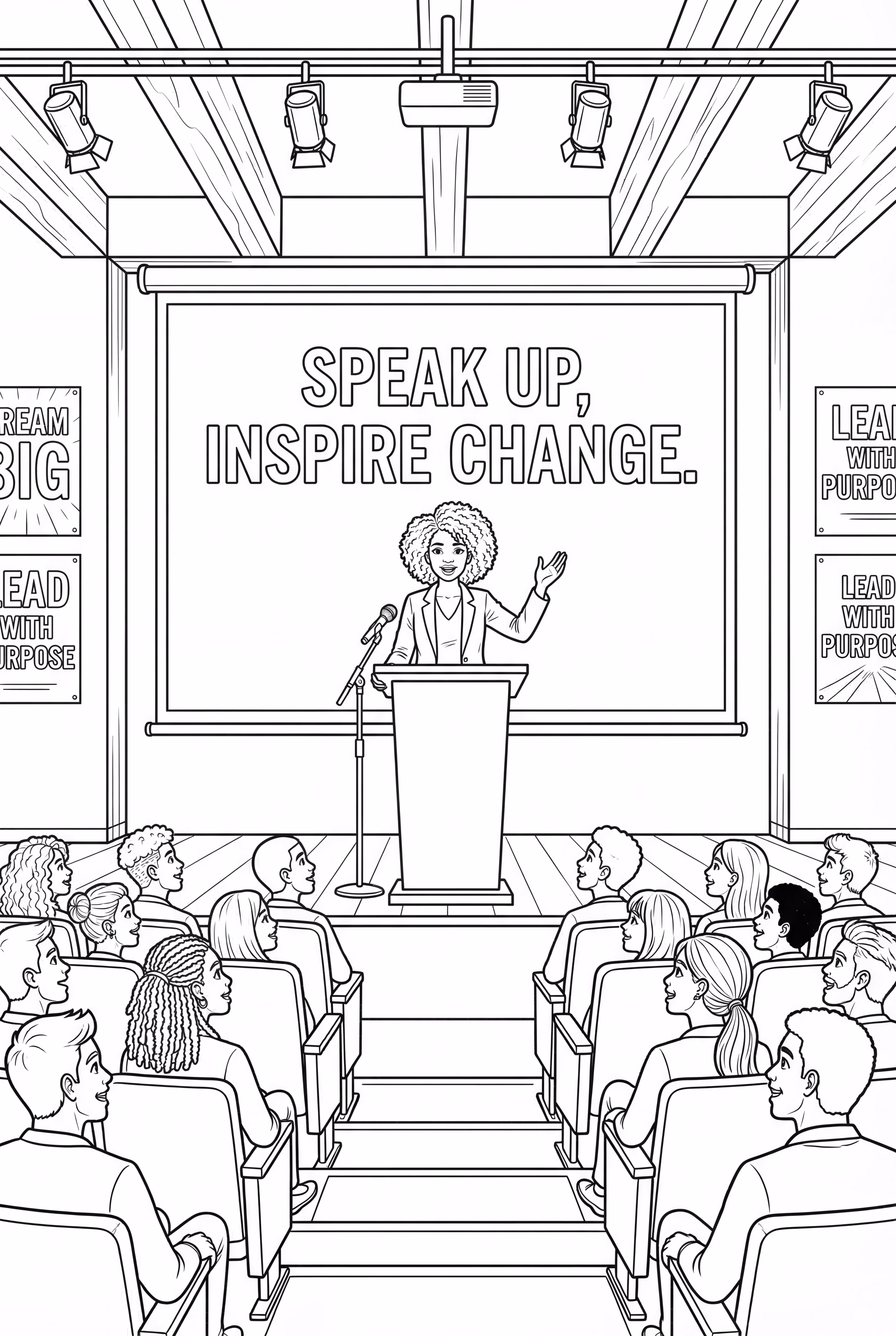 Schwarzes Mädchen, das andere mit ihrer Reise inspiriert