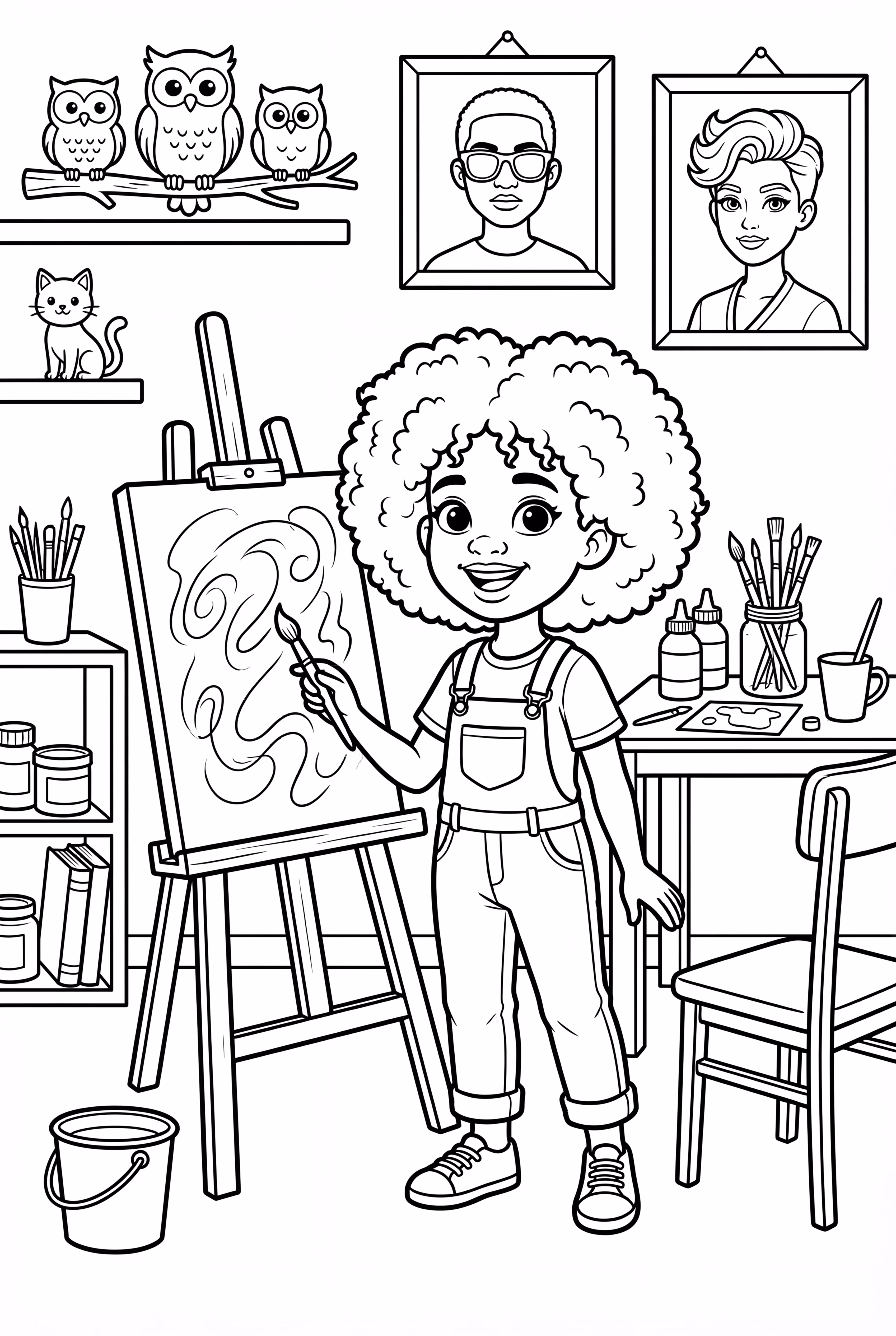 Black Girl Making Art in Her Studio-2