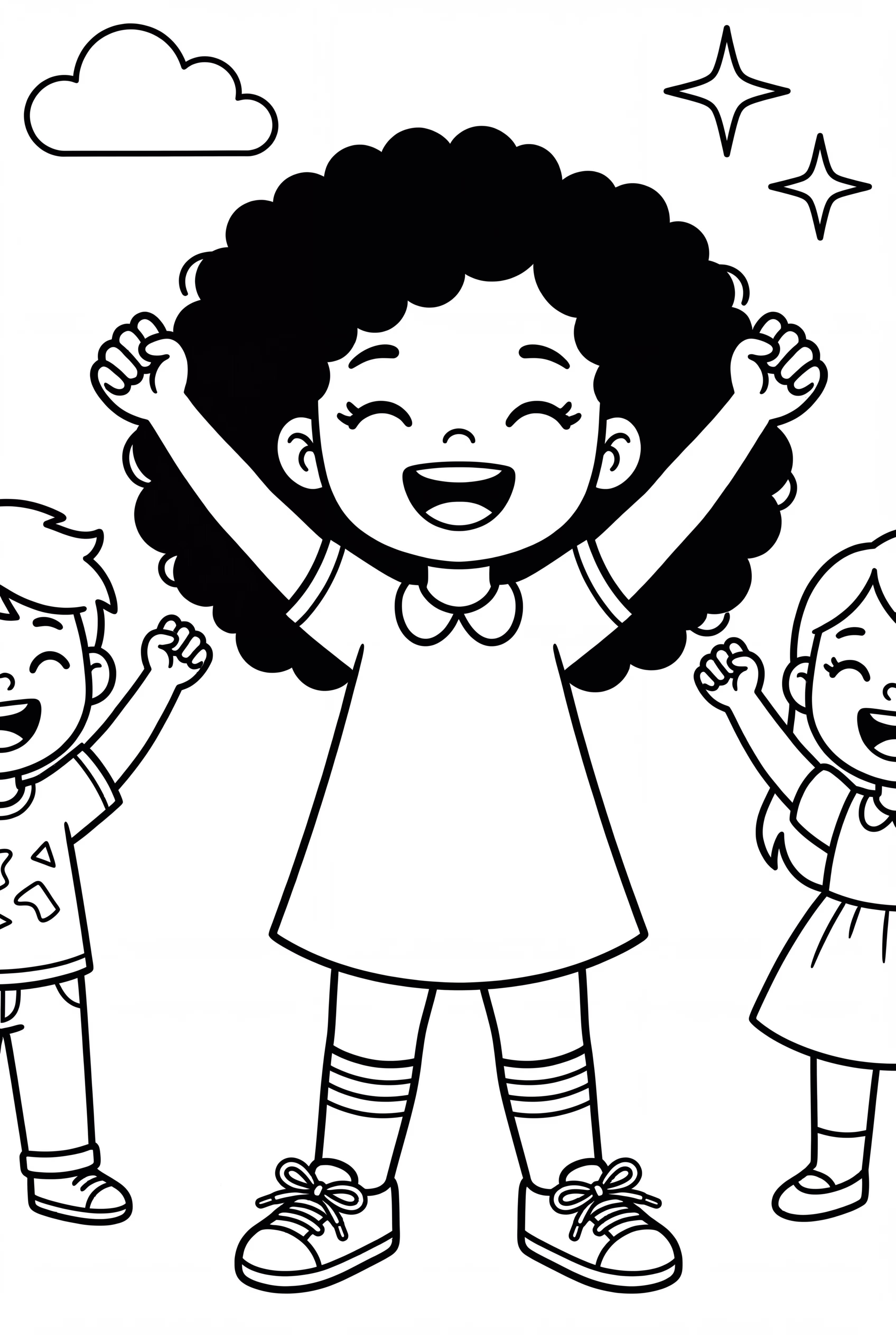 Black Girl Supporting Friends at a Show