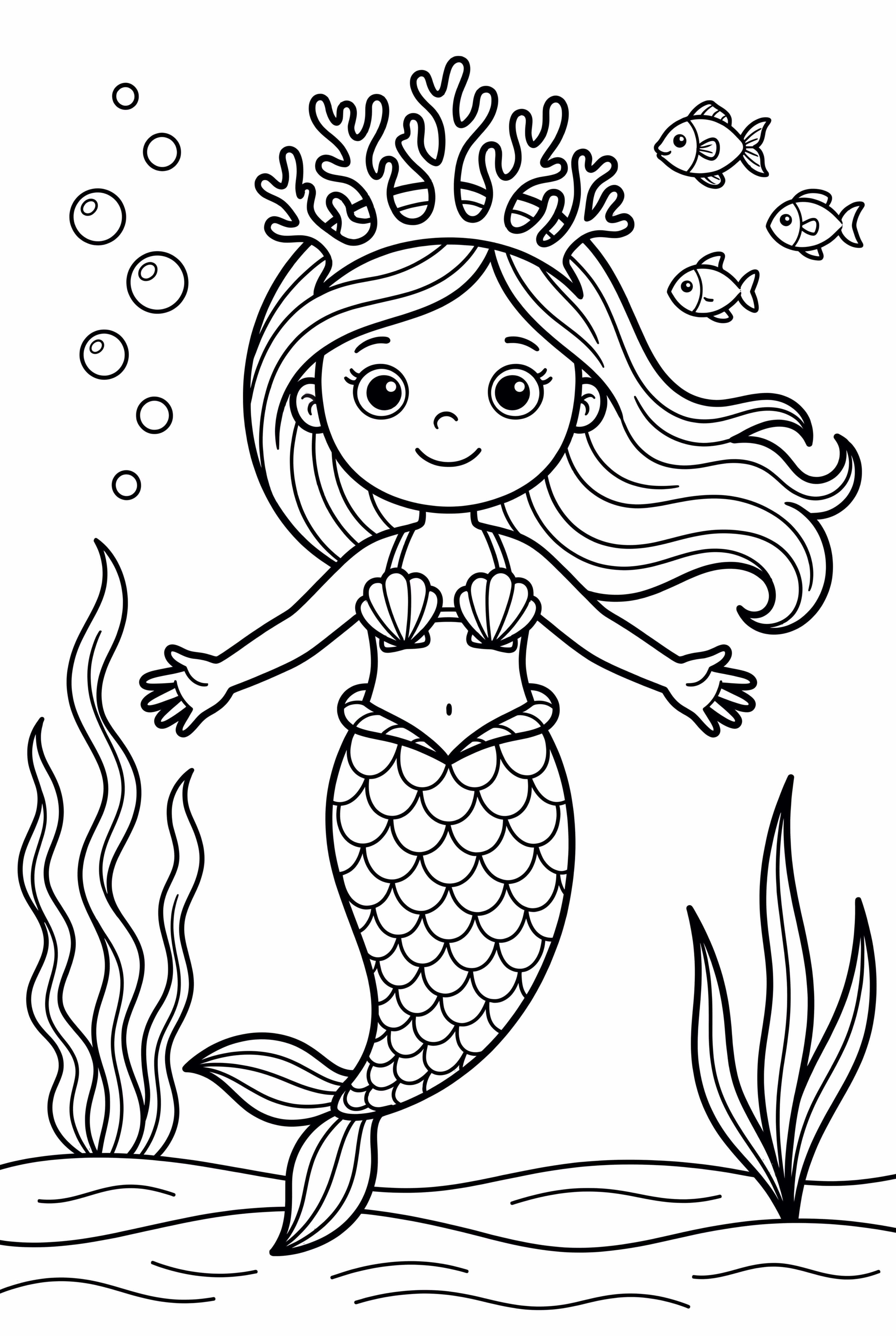 Black Mermaid with Coral Crown