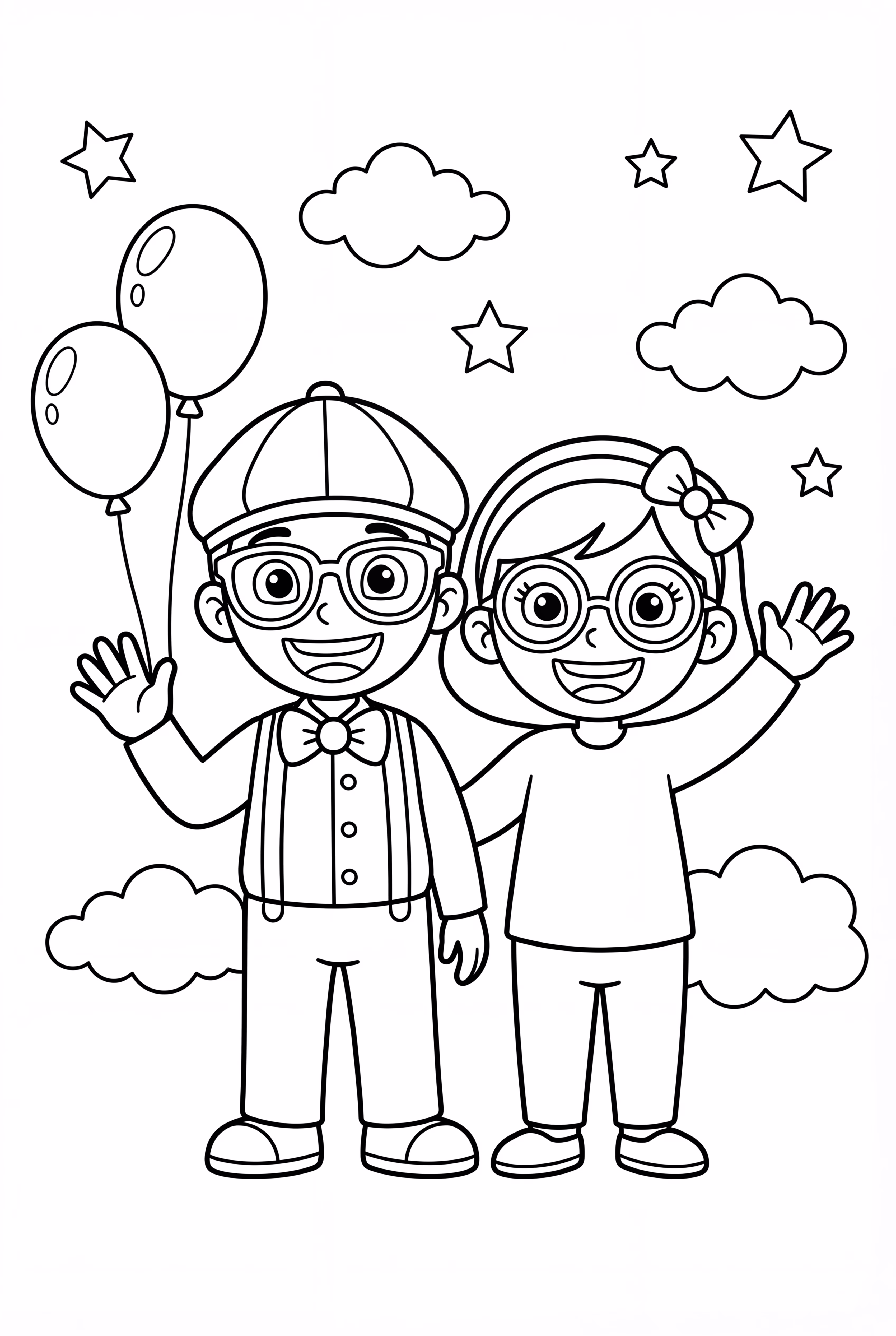 ブリッピとミーカが一緒に手を振っている