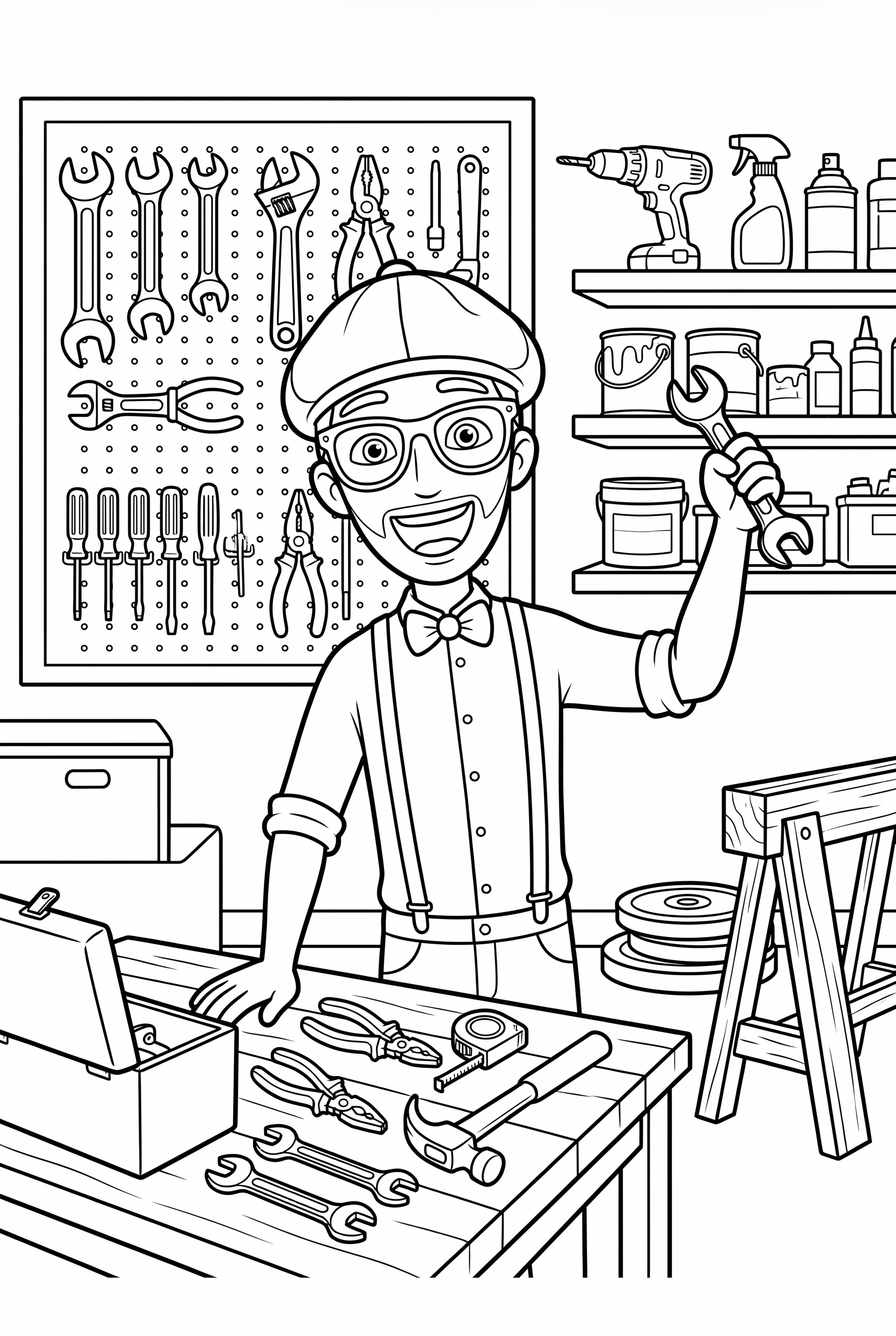 Blippi In A Workshop Full Of Tools