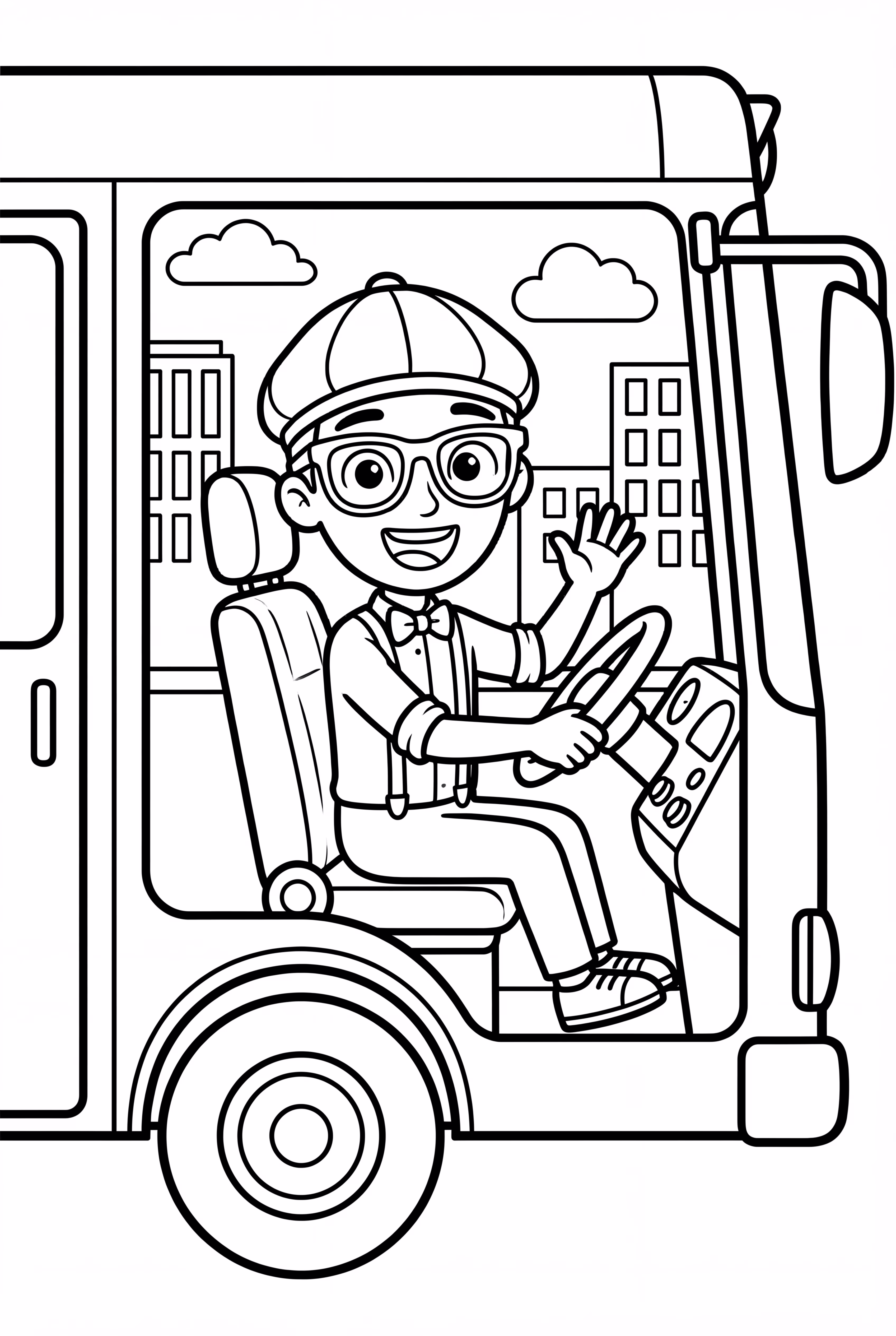 Blippi In The Driver's Seat Of A Bus