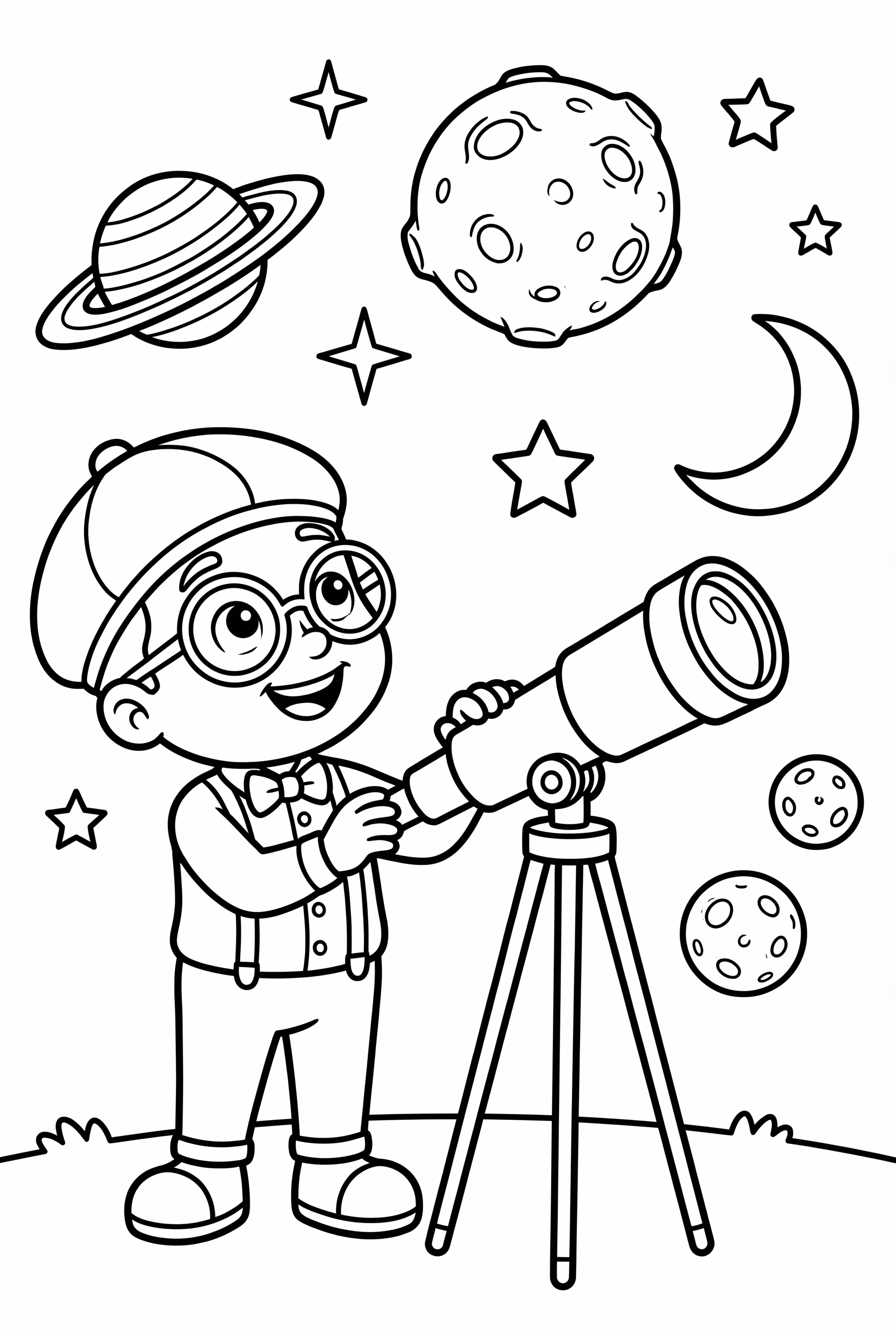 Blippi Looking At Planets Through A Telescope