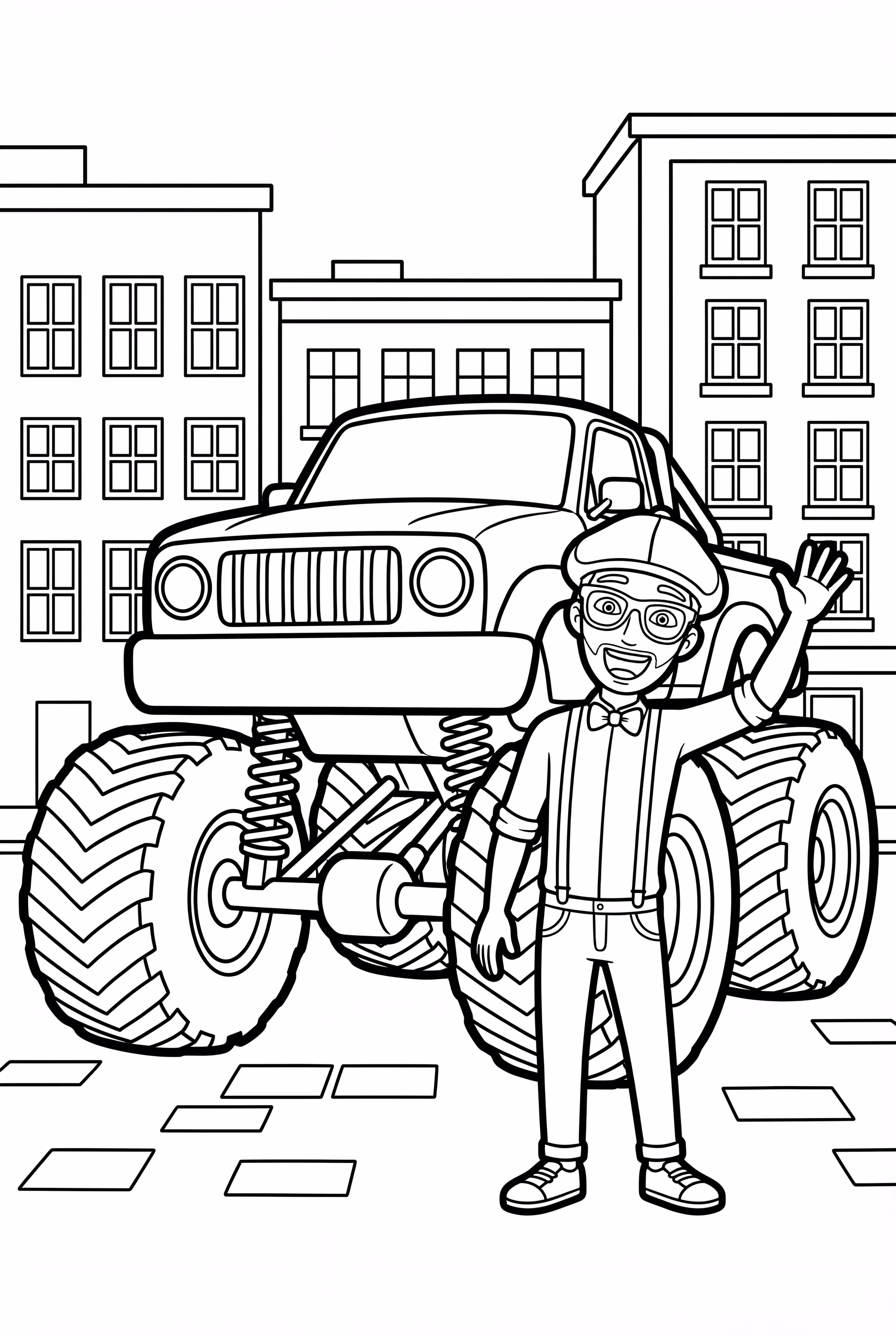 Blippi Next To A Monster Truck